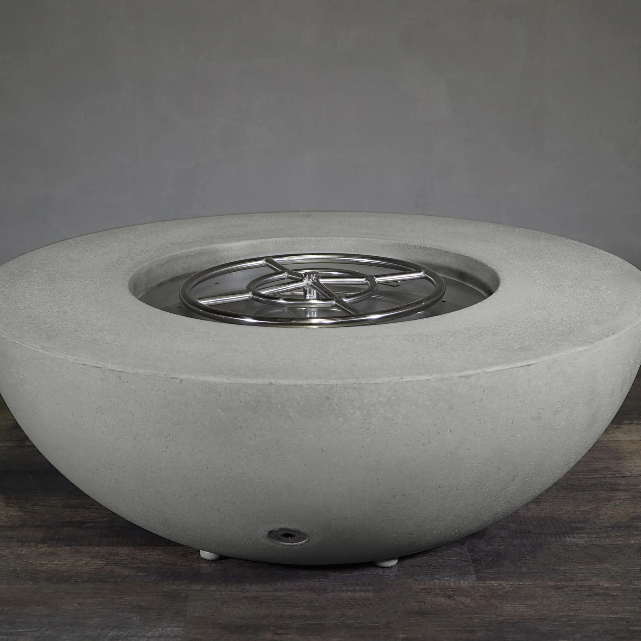 45" Round Rustic Gravity Concrete (GFRC) Fire Pit - Propane Gas Hardline - Push Button Spark Ignition - Natural Gray by Starfire Designs - Image 11