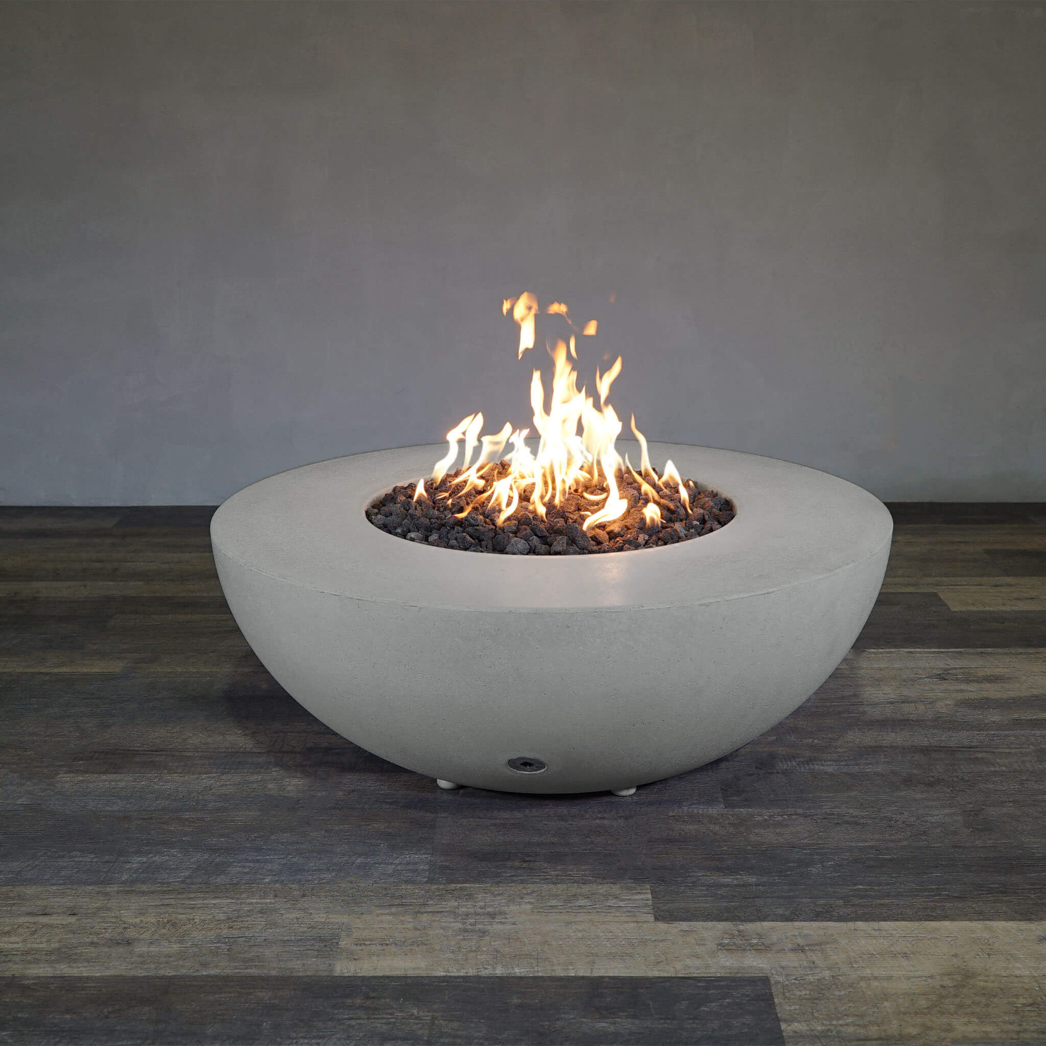 45" Round Rustic Gravity Concrete (GFRC) Fire Pit - Propane Gas Hardline - Push Button Spark Ignition - Natural Gray by Starfire Designs - Image 3