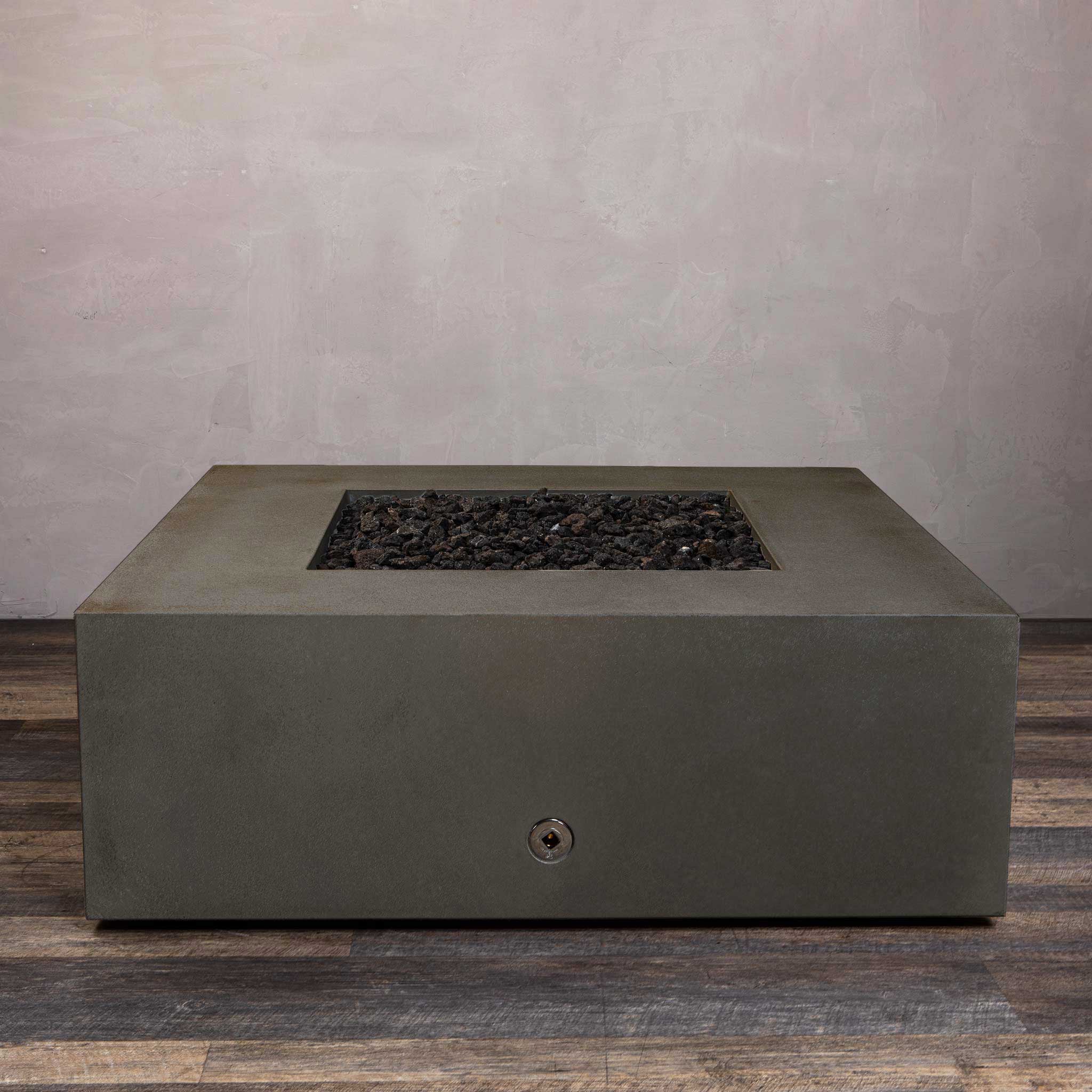 45" Square Gravity Concrete (GFRC) Fire Pit - Natural Gas - 110V CSA On/Off Electronic Ignition System - Brown by Starfire Designs - Image 11