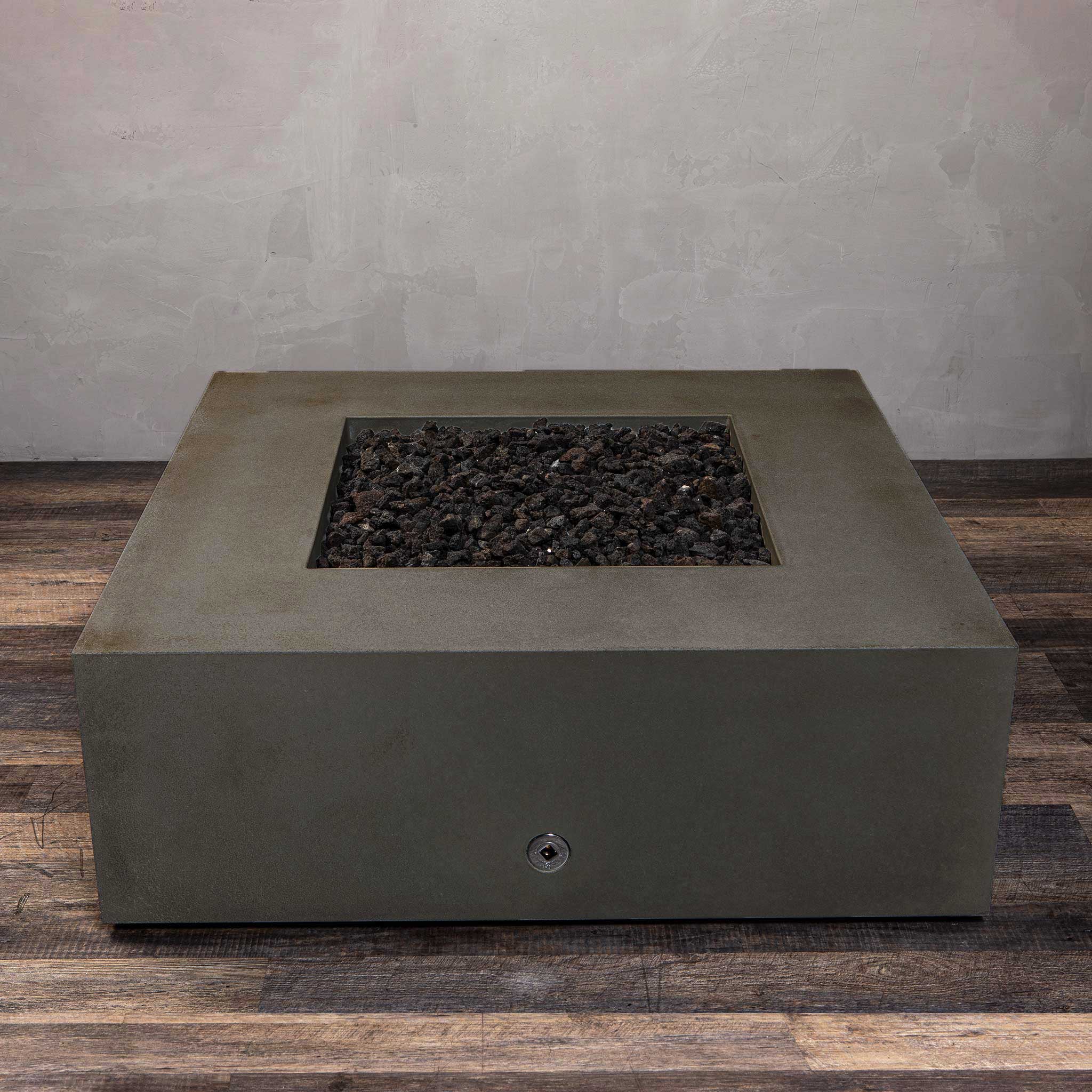 45" Square Gravity Concrete (GFRC) Fire Pit - Natural Gas - 110V CSA On/Off Electronic Ignition System - Brown by Starfire Designs - Image 12