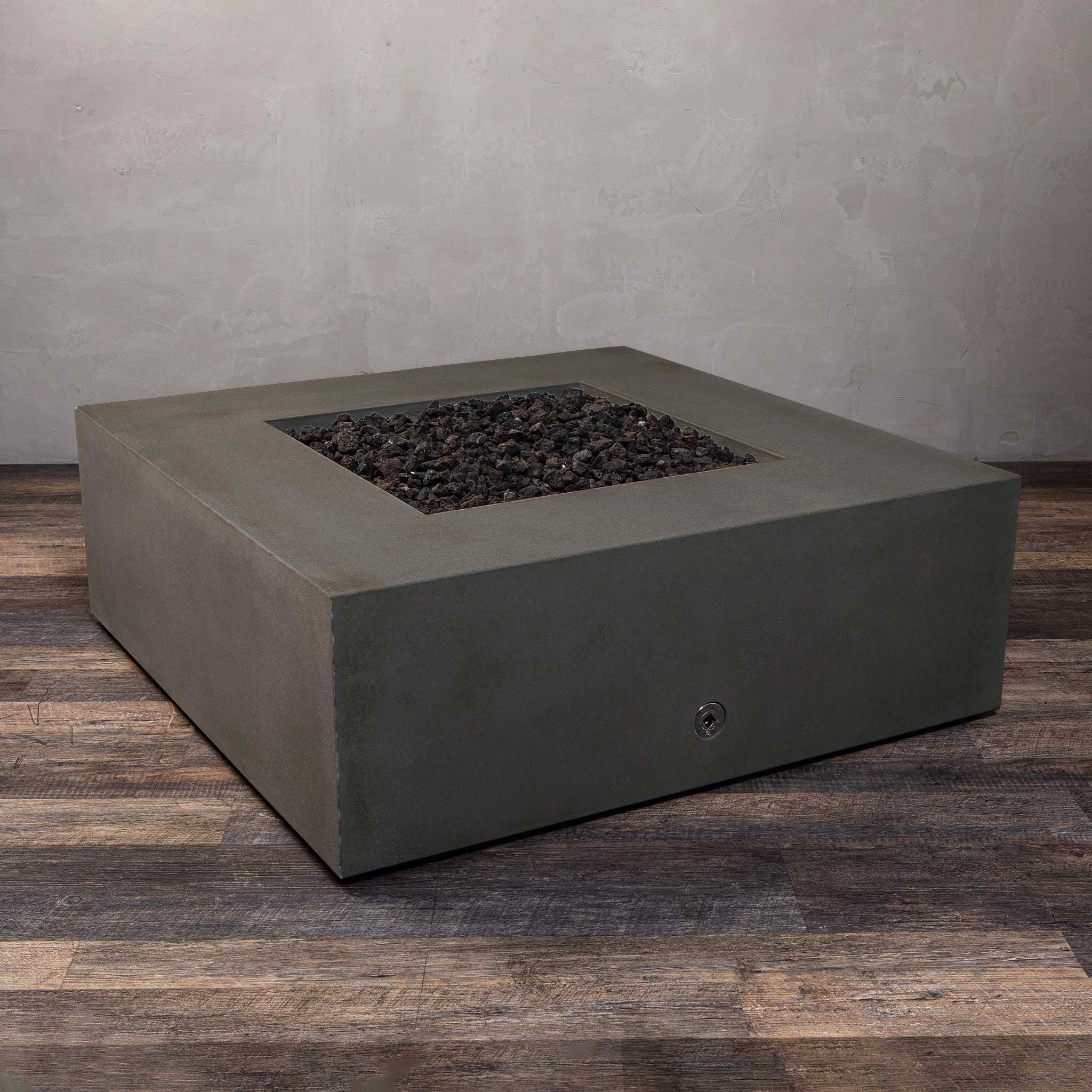 45" Square Gravity Concrete (GFRC) Fire Pit - Natural Gas - 110V CSA On/Off Electronic Ignition System - Brown by Starfire Designs - Image 14