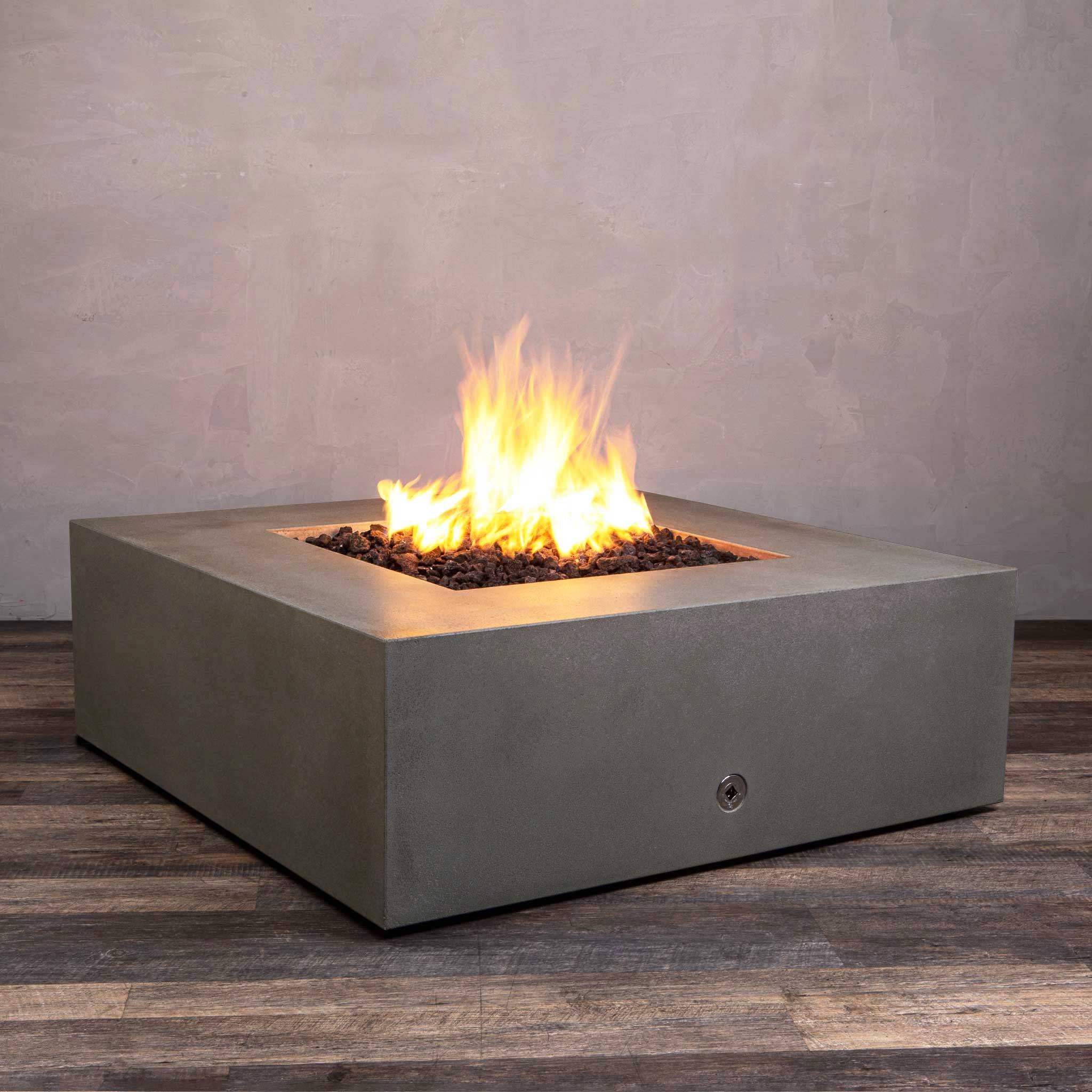 45" Square Gravity Concrete (GFRC) Fire Pit - Natural Gas - 110V CSA On/Off Electronic Ignition System - Brown by Starfire Designs - Image 3