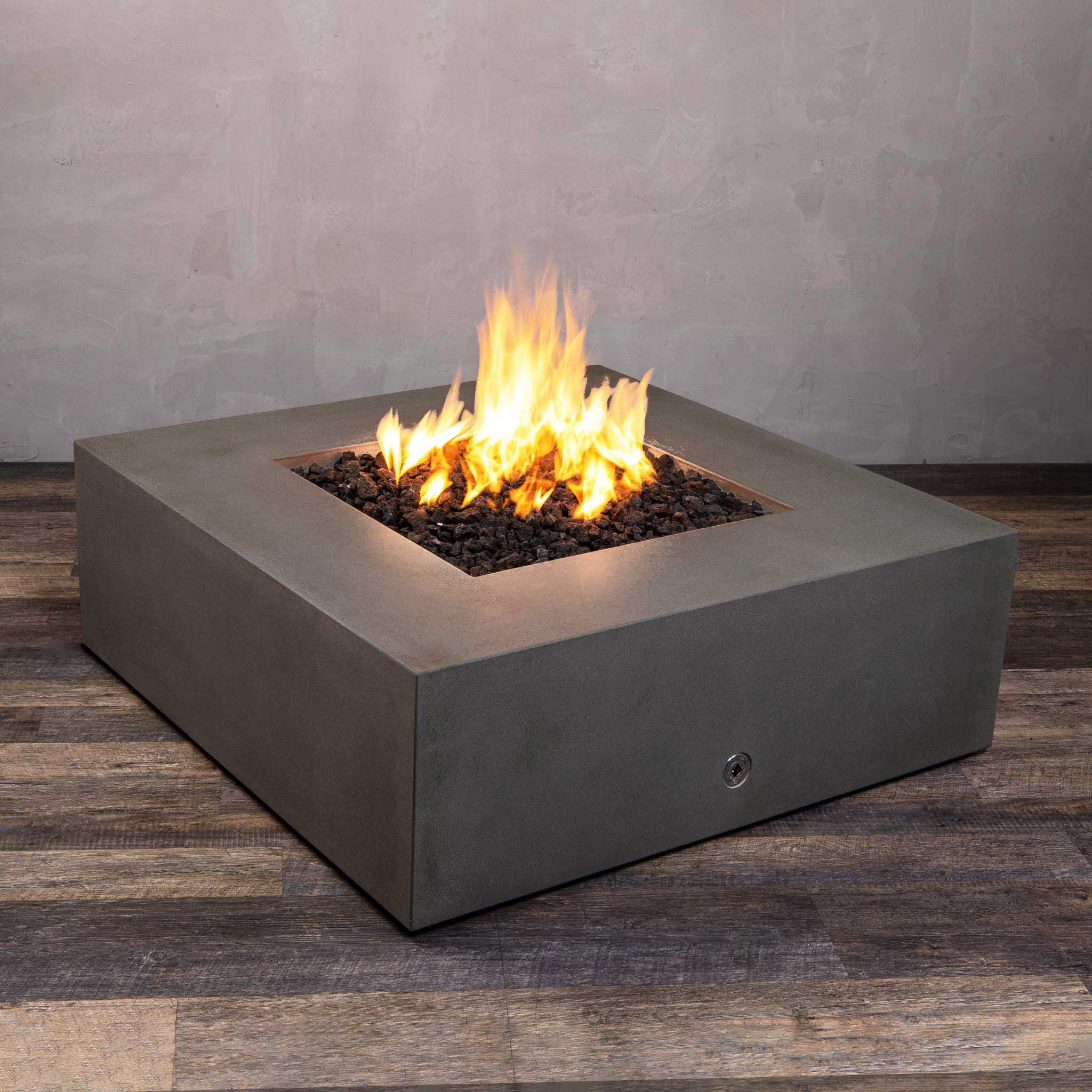 45" Square Gravity Concrete (GFRC) Fire Pit - Natural Gas - 110V CSA On/Off Electronic Ignition System - Brown by Starfire Designs - Image 9