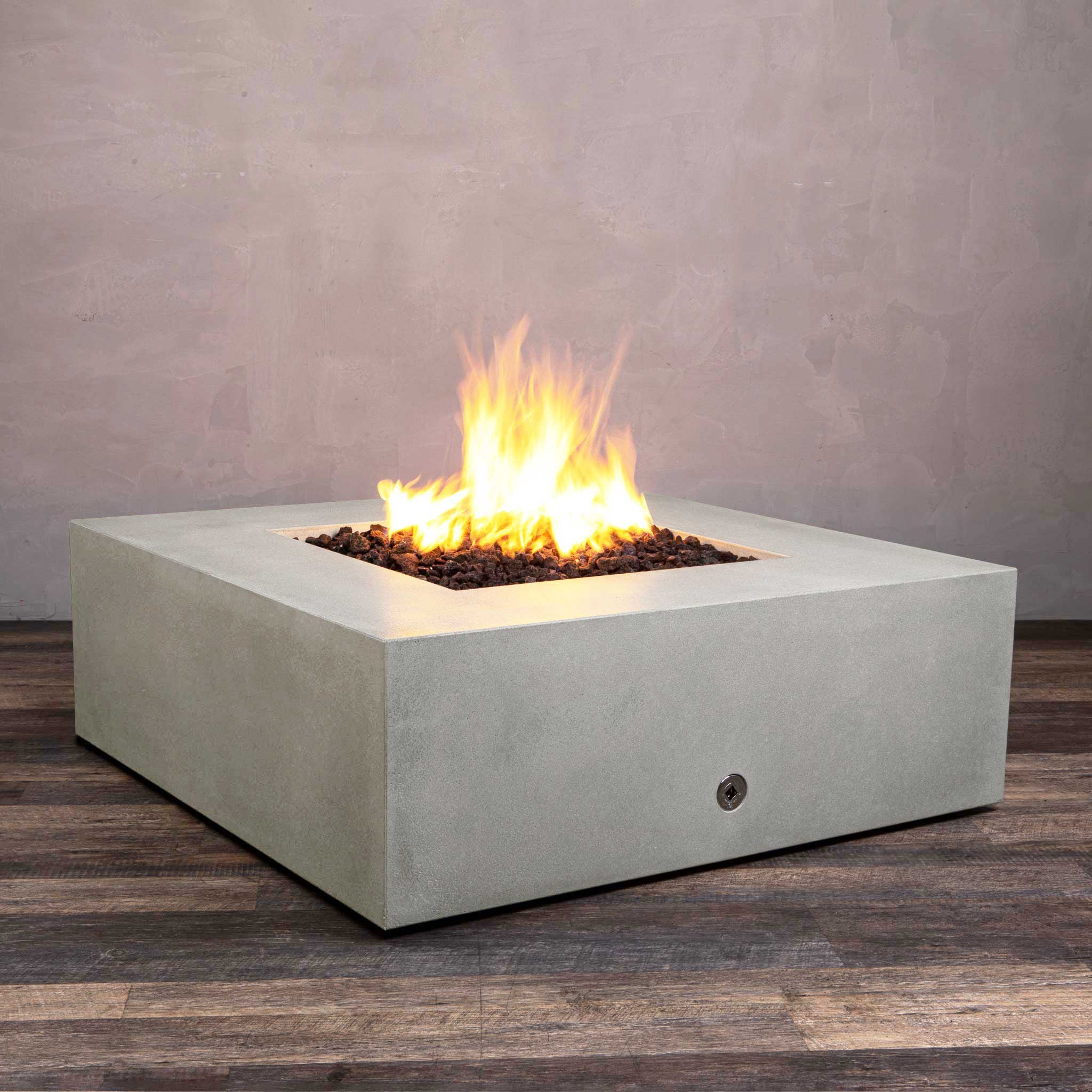 45" Square Gravity Concrete (GFRC) Fire Pit - Natural Gas - Push Button Spark Ignition - Natural Gray by Starfire Designs - Image 3