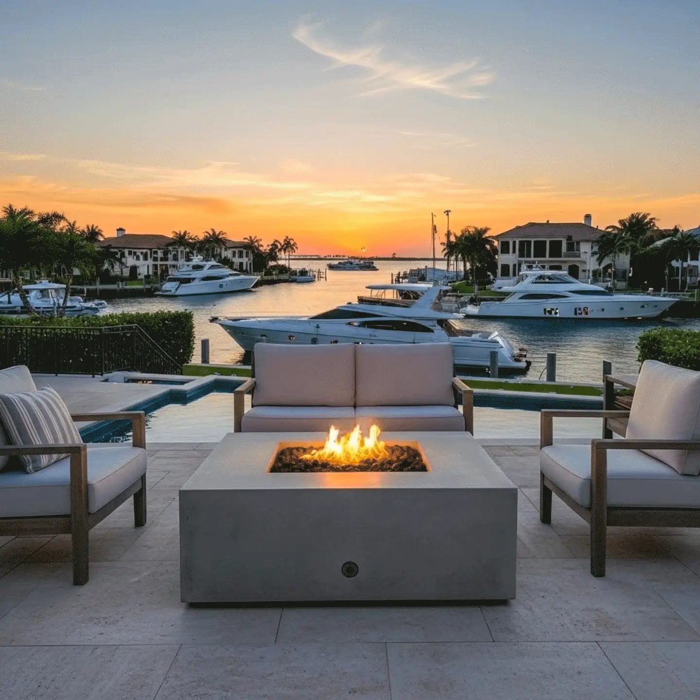 45" Square Gravity Concrete (GFRC) Fire Pit - Natural Gas - Push Button Spark Ignition - Natural Gray by Starfire Designs - Image 4