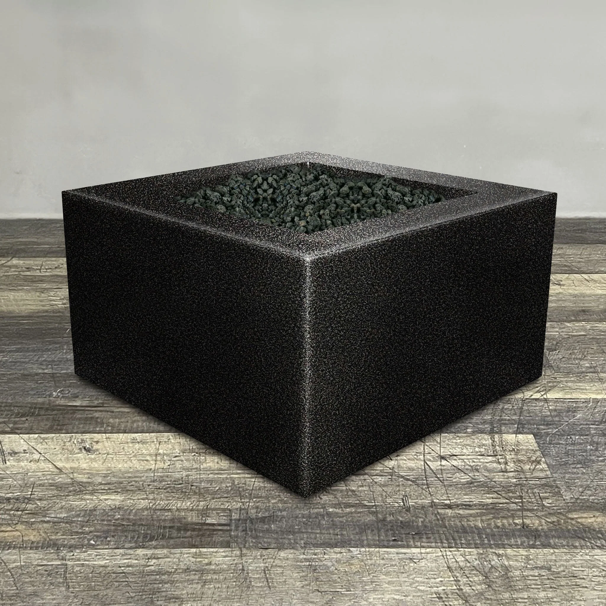 45" Square Gravity Powder Coated Steel Fire Pit - Natural Gas - 110V CSA Hi/Lo Electronic Ignition System w/Bluetooth & Handheld Remote - Silver Vein by Starfire Designs - Image 2