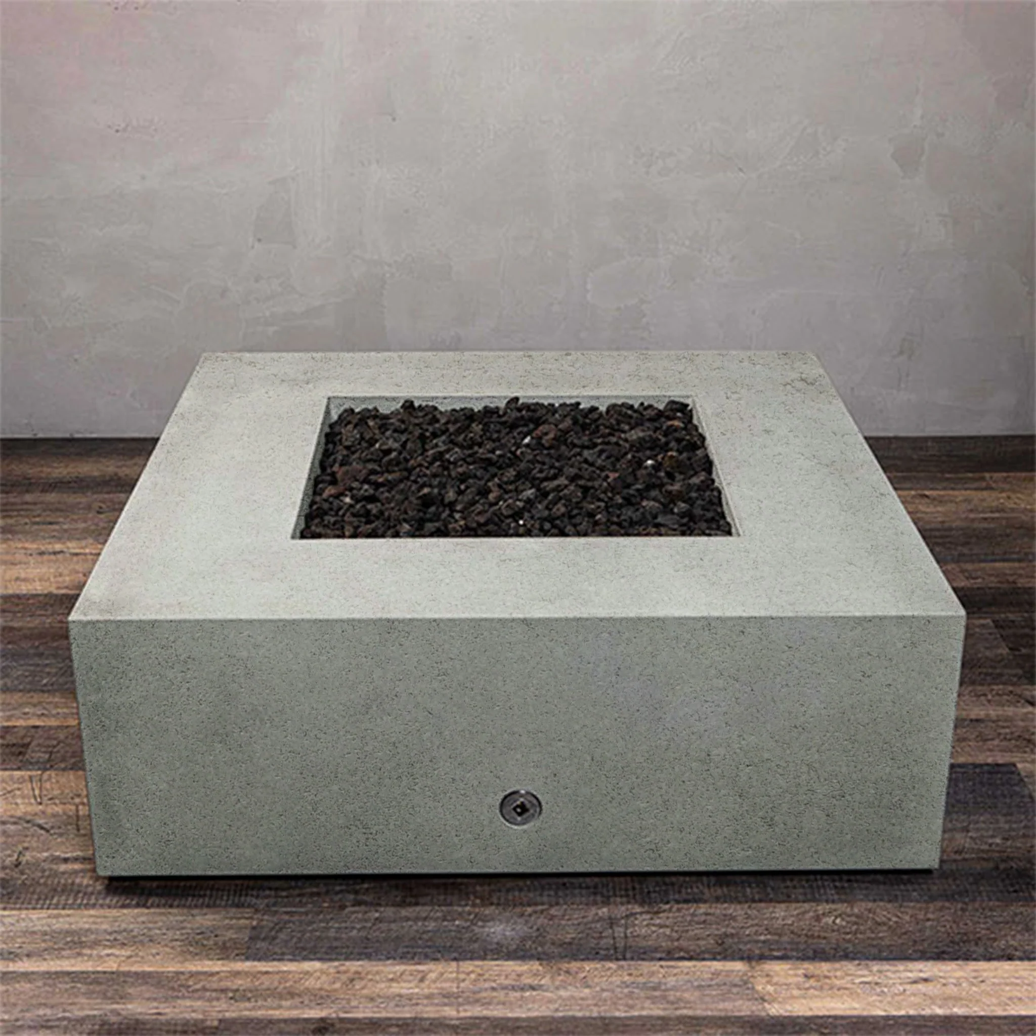 45" Square Rustic Gravity Concrete (GFRC) Fire Pit - Natural Gas - Match Lit Ignition - Natural Gray by Starfire Designs - Image 9