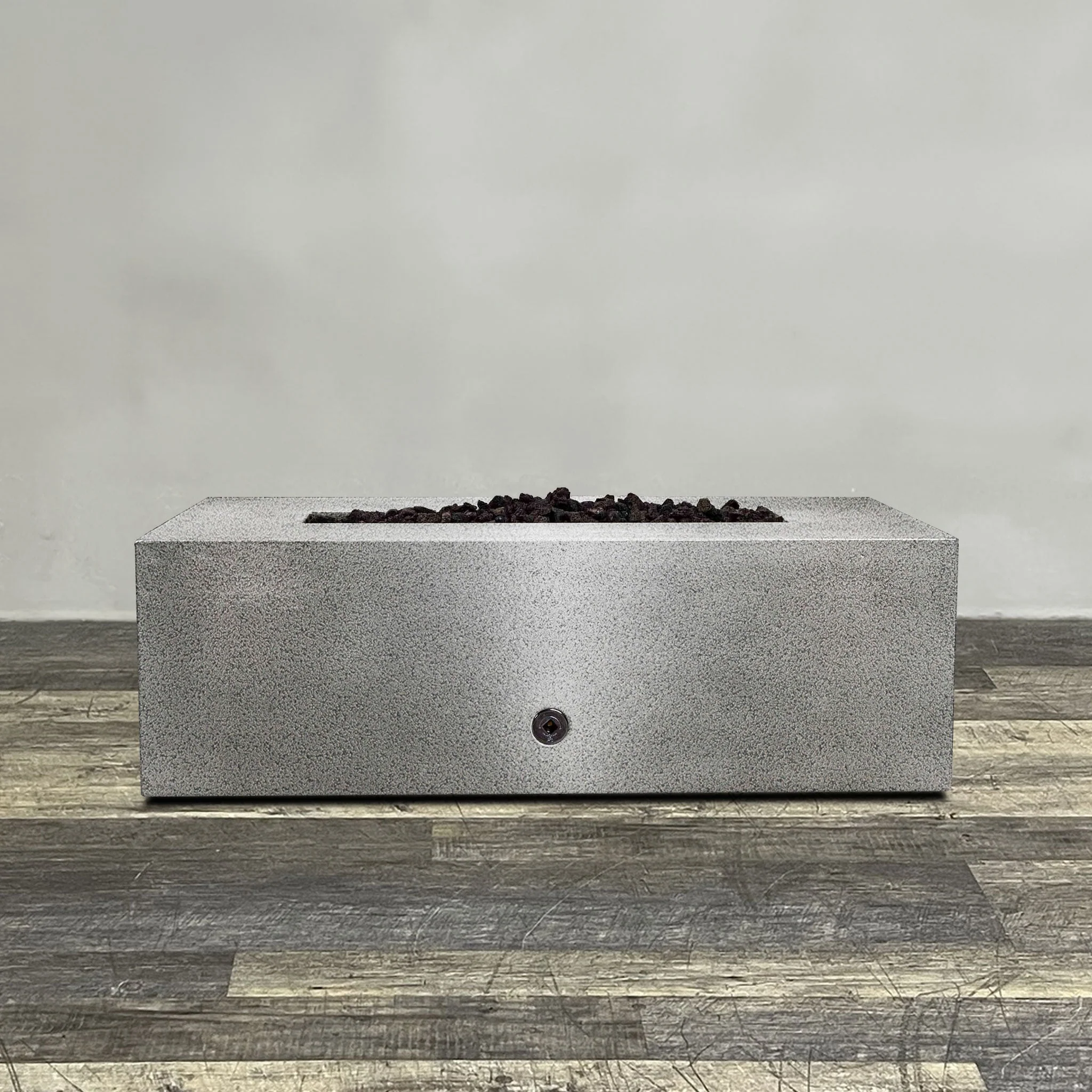 48" x 24" Rectangle Gravity Powder Coated Steel Fire Pit - Natural Gas - 110V CSA Hi/Lo Electronic Ignition System w/Bluetooth & Handheld Remote - Silver Hammertone by Starfire Designs - Image 2