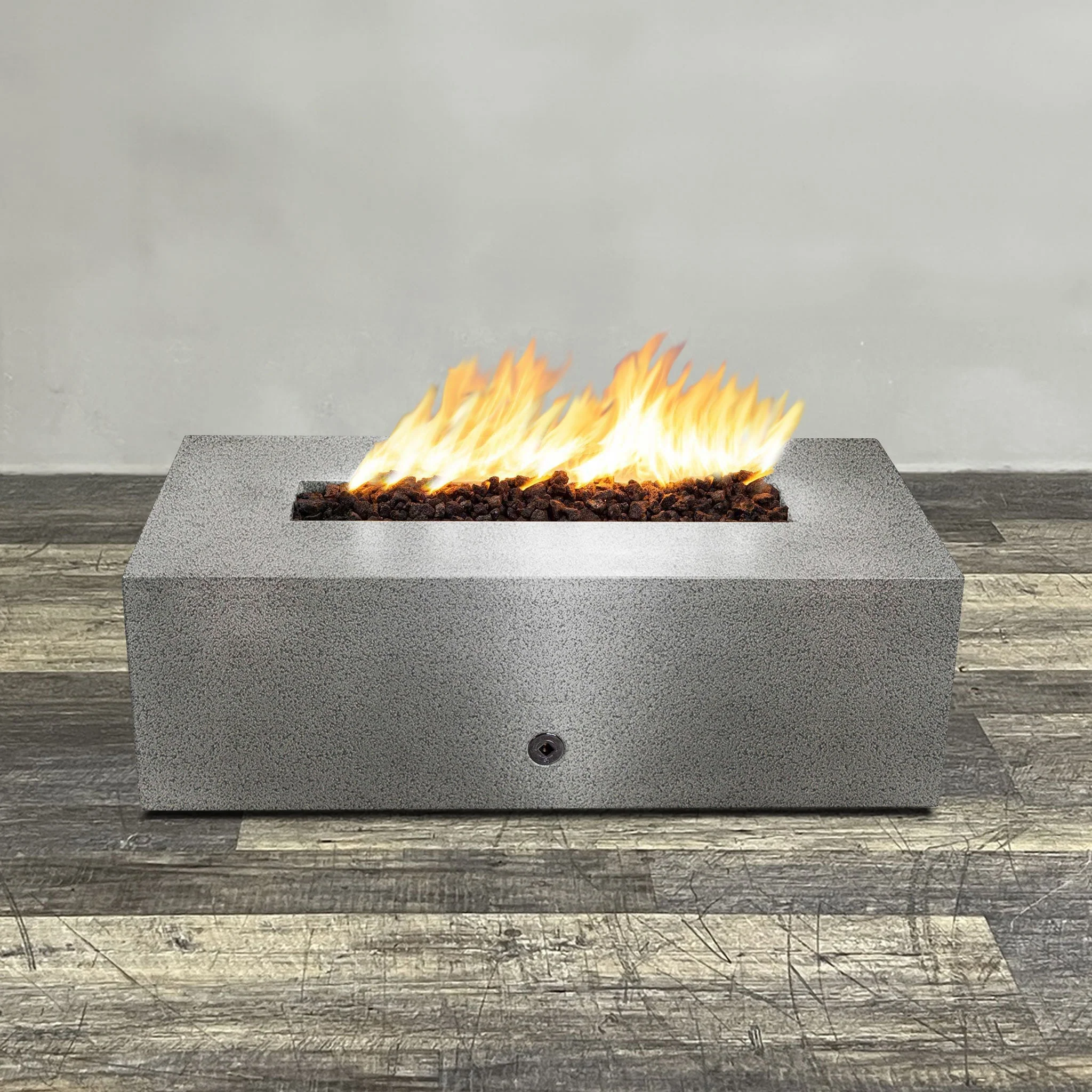 48" x 24" Rectangle Gravity Powder Coated Steel Fire Pit - Natural Gas - 110V CSA Hi/Lo Electronic Ignition System w/Bluetooth & Handheld Remote - Silver Hammertone by Starfire Designs - Image 4