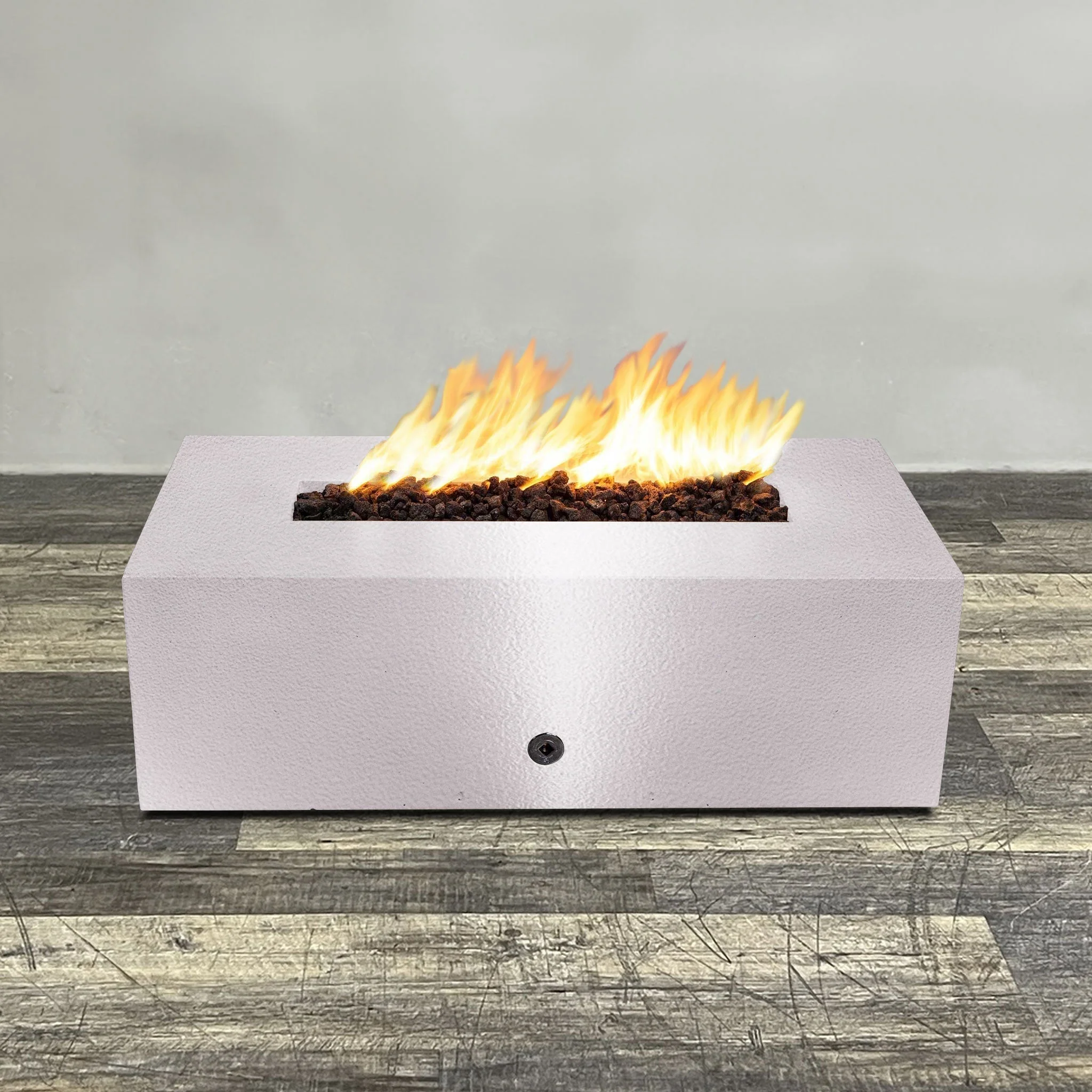 48" x 24" Rectangle Gravity Powder Coated Steel Fire Pit - Natural Gas - 110V CSA Hi/Lo Electronic Ignition System w/Bluetooth & Handheld Remote - White Hammertone by Starfire Designs - Image 4