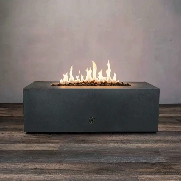48" x 32" Rectangle Rustic Gravity Concrete (GFRC) Fire Pit - Propane Gas Hardline - 110V Electronic Ignition System - Graphite by Starfire Designs - Image 2