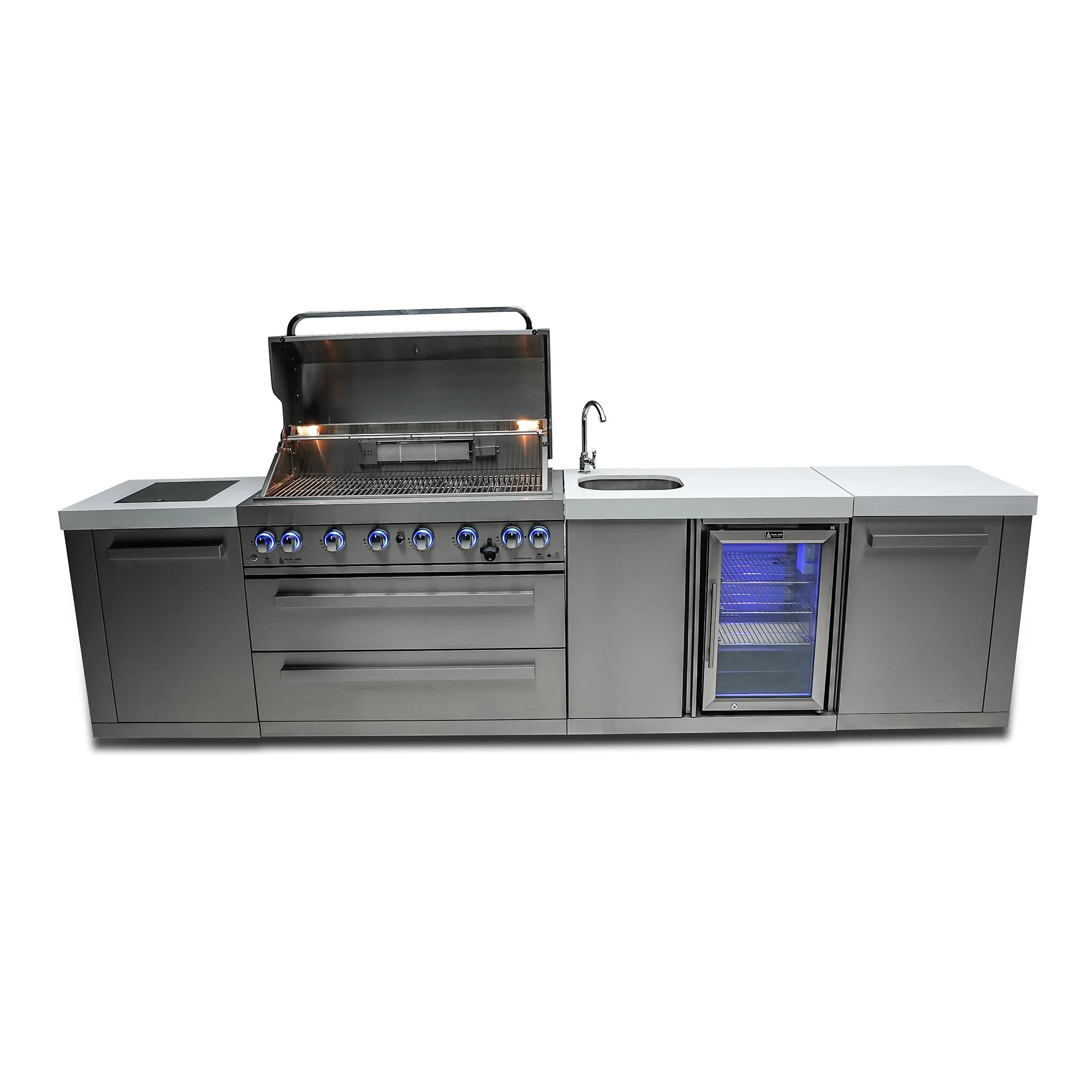 6-Burner with Beverage Center and Side Burner Stainless Steel Natural Gas BBQ Island Grill - MAi805-BEV by Mont Alpi - Image 3