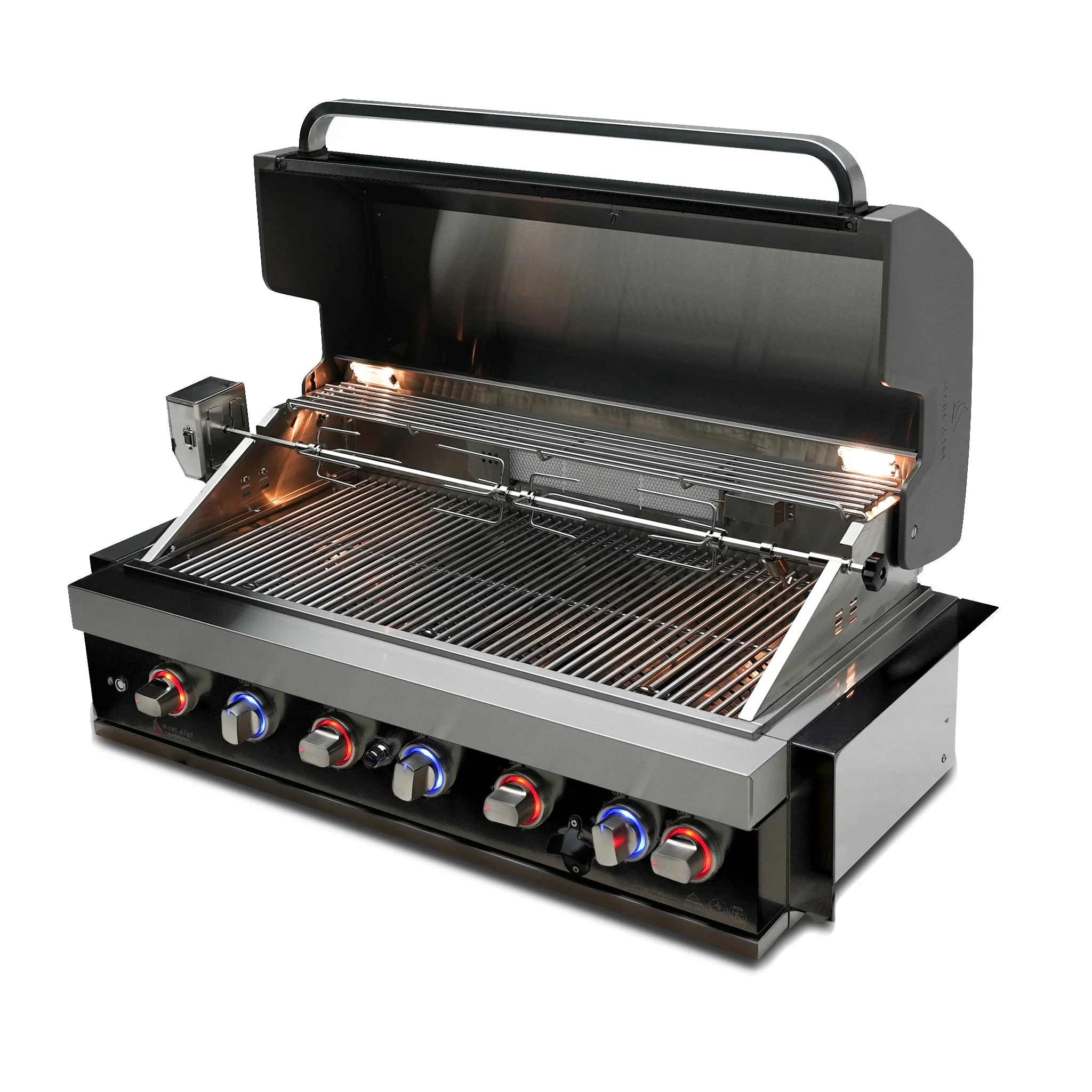 6-Burner with Rotisserie Kit 44" Black Stainless Steel Propane Gas Built In Grill - MABi805-BSS by Mont Alpi - Image 3