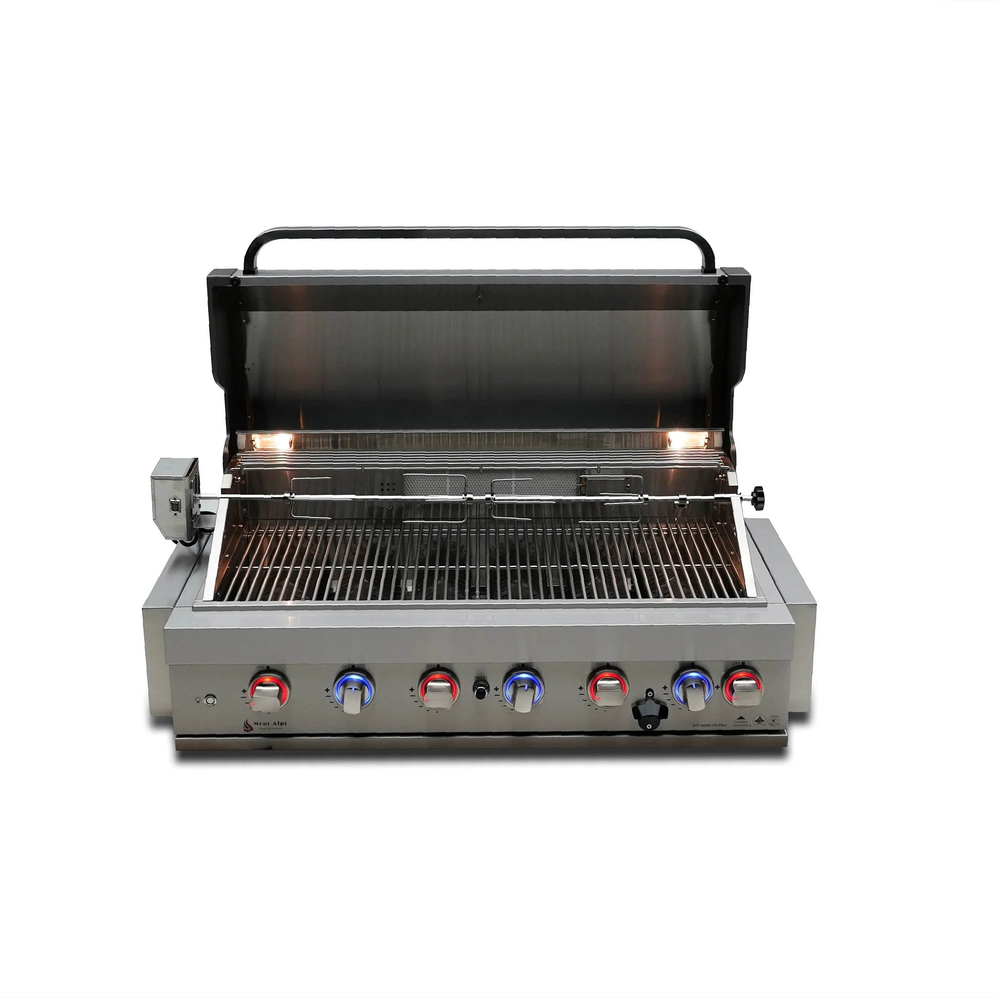6-Burner with Rotisserie Kit 44" Stainless Steel Propane Gas Built In Grill - MABi805 by Mont Alpi - Image 4