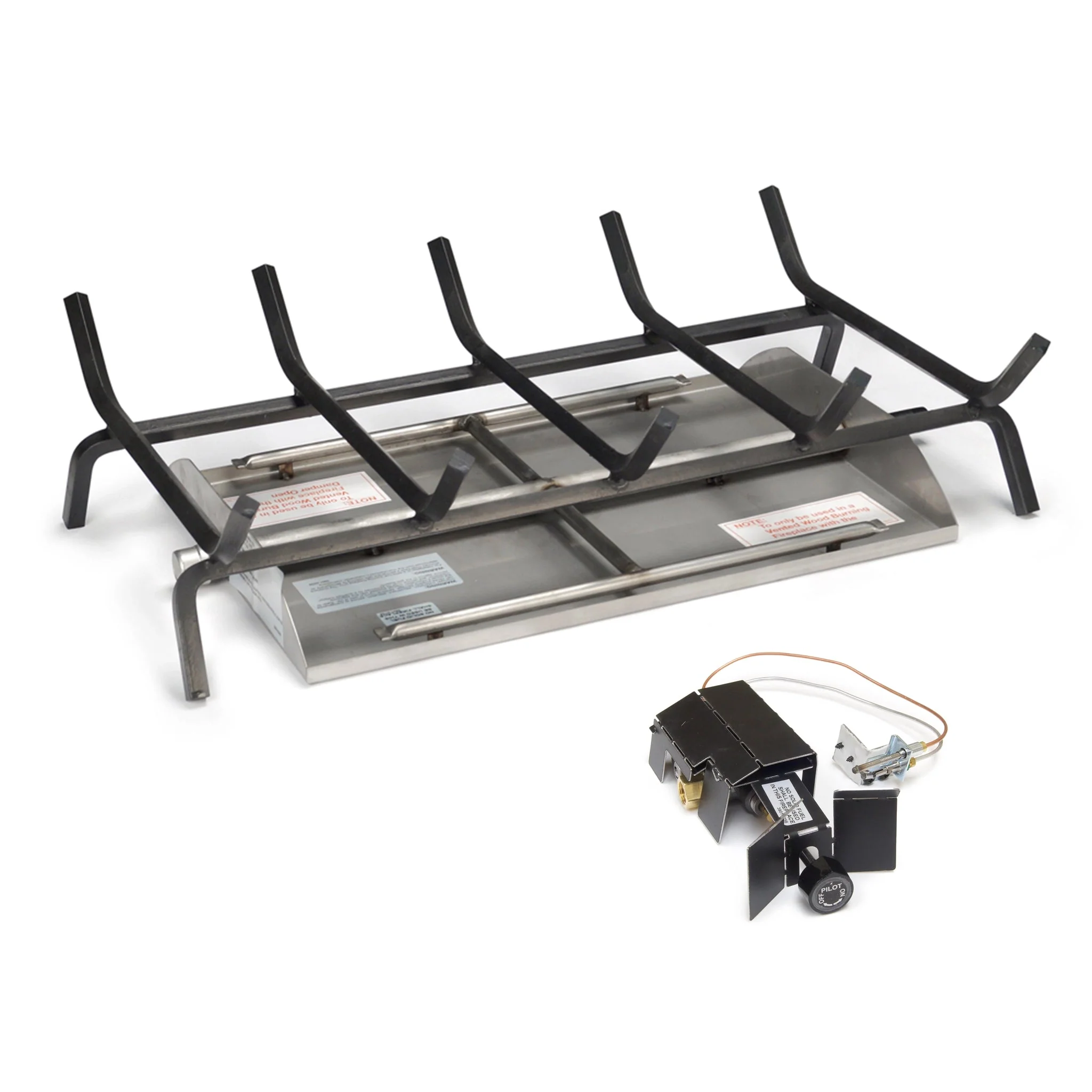 60" Vented G45 Stainless Steel Fireplace Burner Standing Pilot by Real Fyre