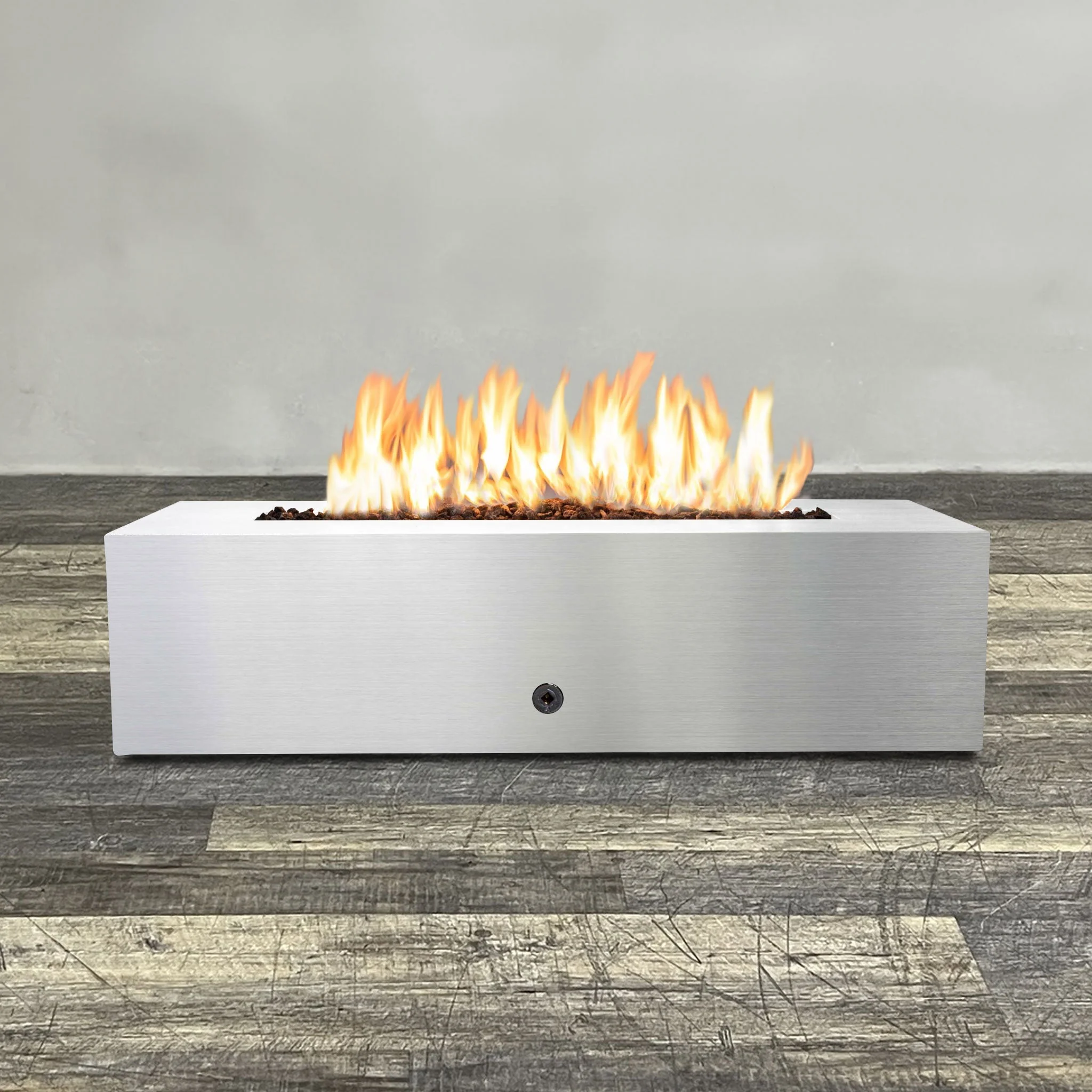 60" x 24" Rectangle Gravity Stainless Steel Fire Pit - Natural Gas - 110V Electronic Ignition System by Starfire Designs