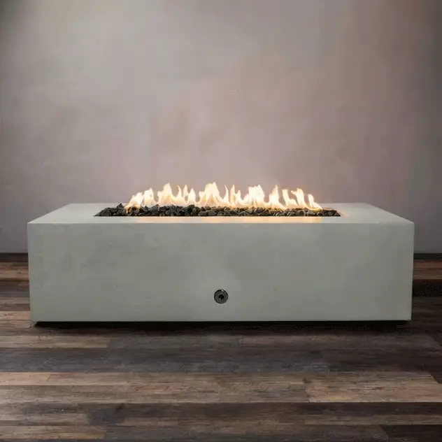 60" x 32" Rectangle Gravity Concrete (GFRC) Fire Pit - Natural Gas - Push Button Spark Ignition - Natural Gray by Starfire Designs - Image 2
