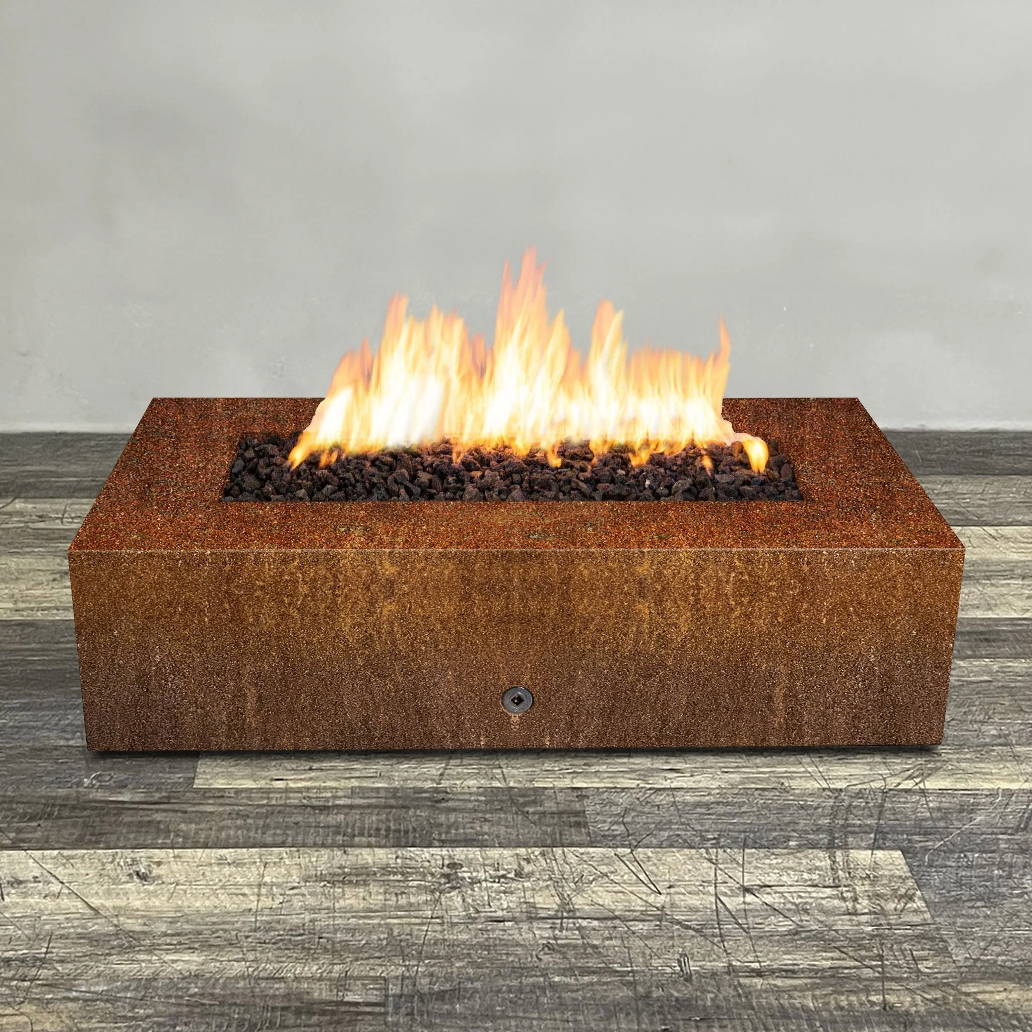 60" x 32" Rectangle Gravity Corten Steel Fire Pit - Natural Gas - 110V Electronic Ignition System by Starfire Designs - Image 2