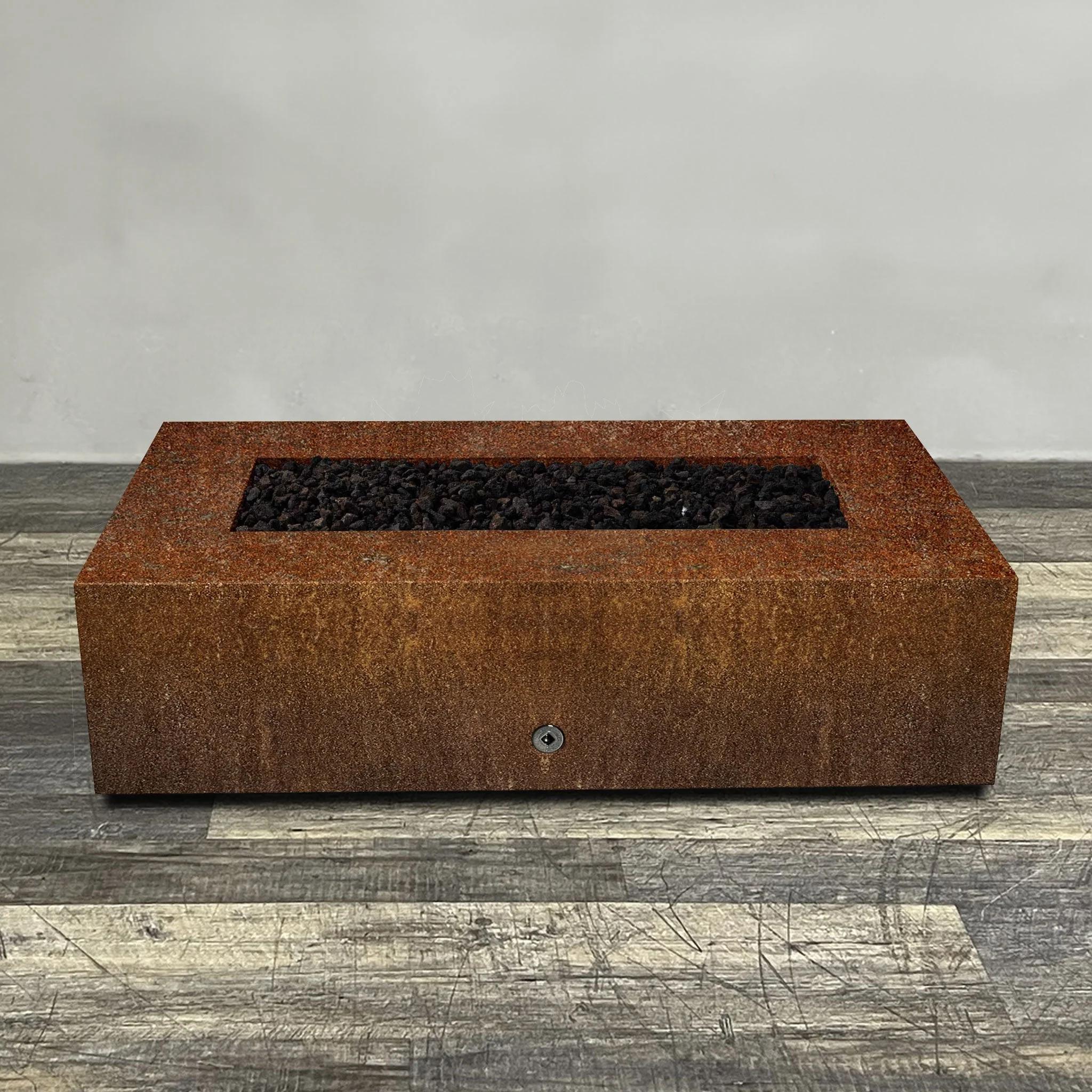 60" x 32" Rectangle Gravity Corten Steel Fire Pit - Natural Gas - 110V Electronic Ignition System by Starfire Designs - Image 4