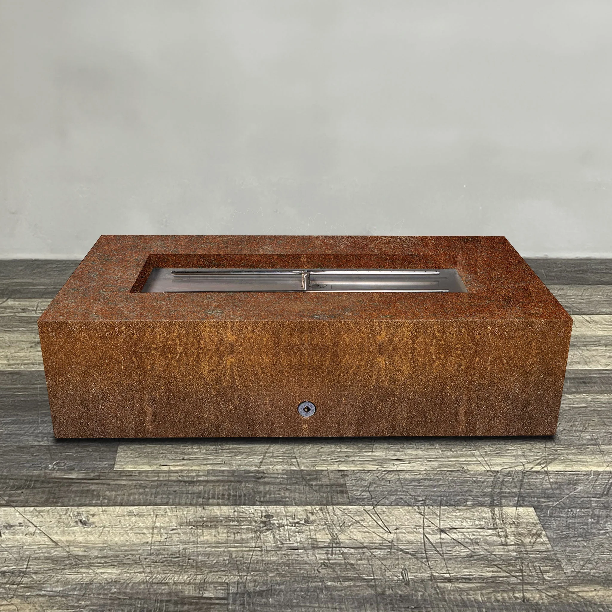 60" x 32" Rectangle Gravity Corten Steel Fire Pit - Natural Gas - 110V Electronic Ignition System by Starfire Designs - Image 5