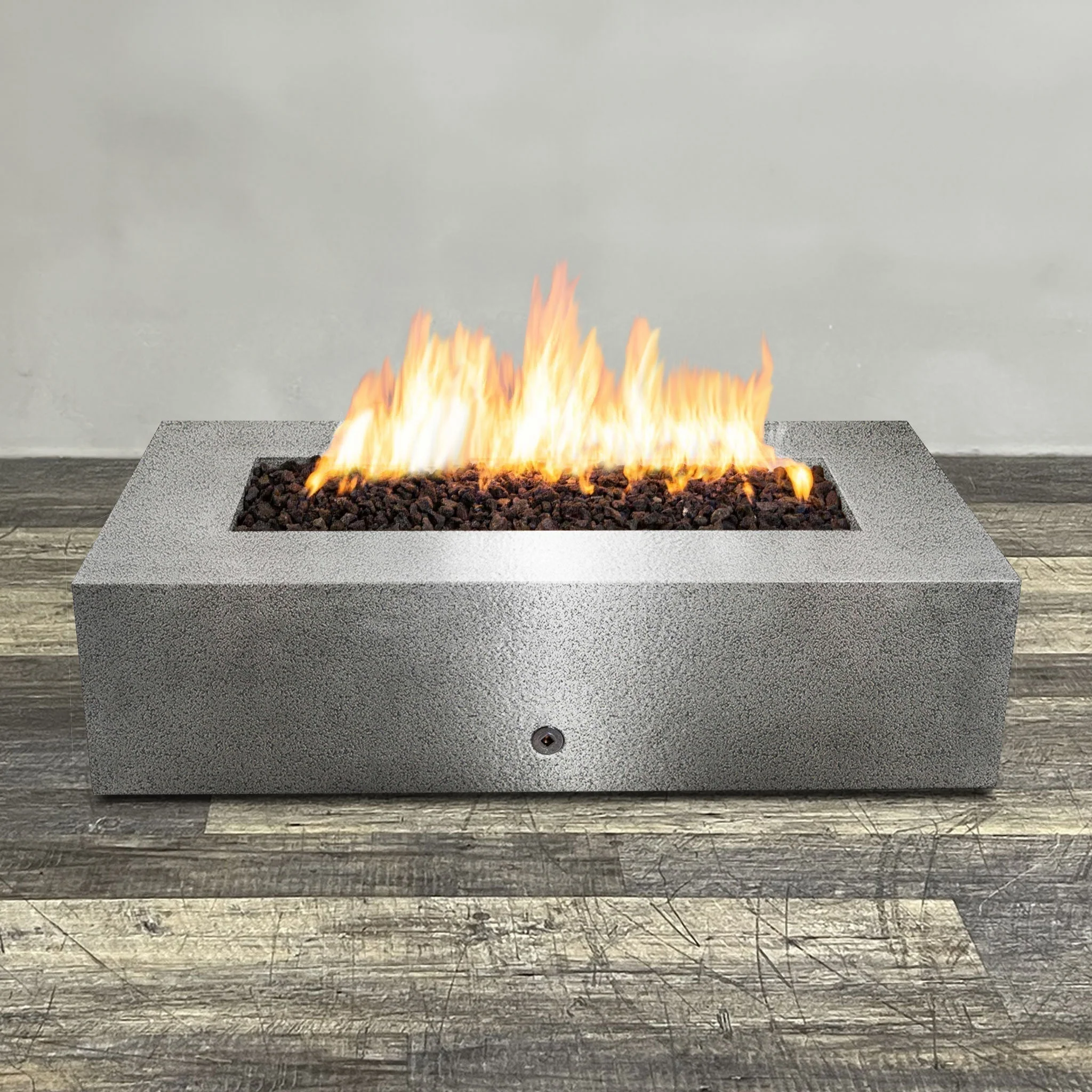 60" x 32" Rectangle Gravity Powder Coated Steel Fire Pit - Propane Gas Hardline - 110V CSA Hi/Lo Electronic Ignition System w/Bluetooth & Handheld Remote - Silver Hammertone by Starfire Designs - Image 4