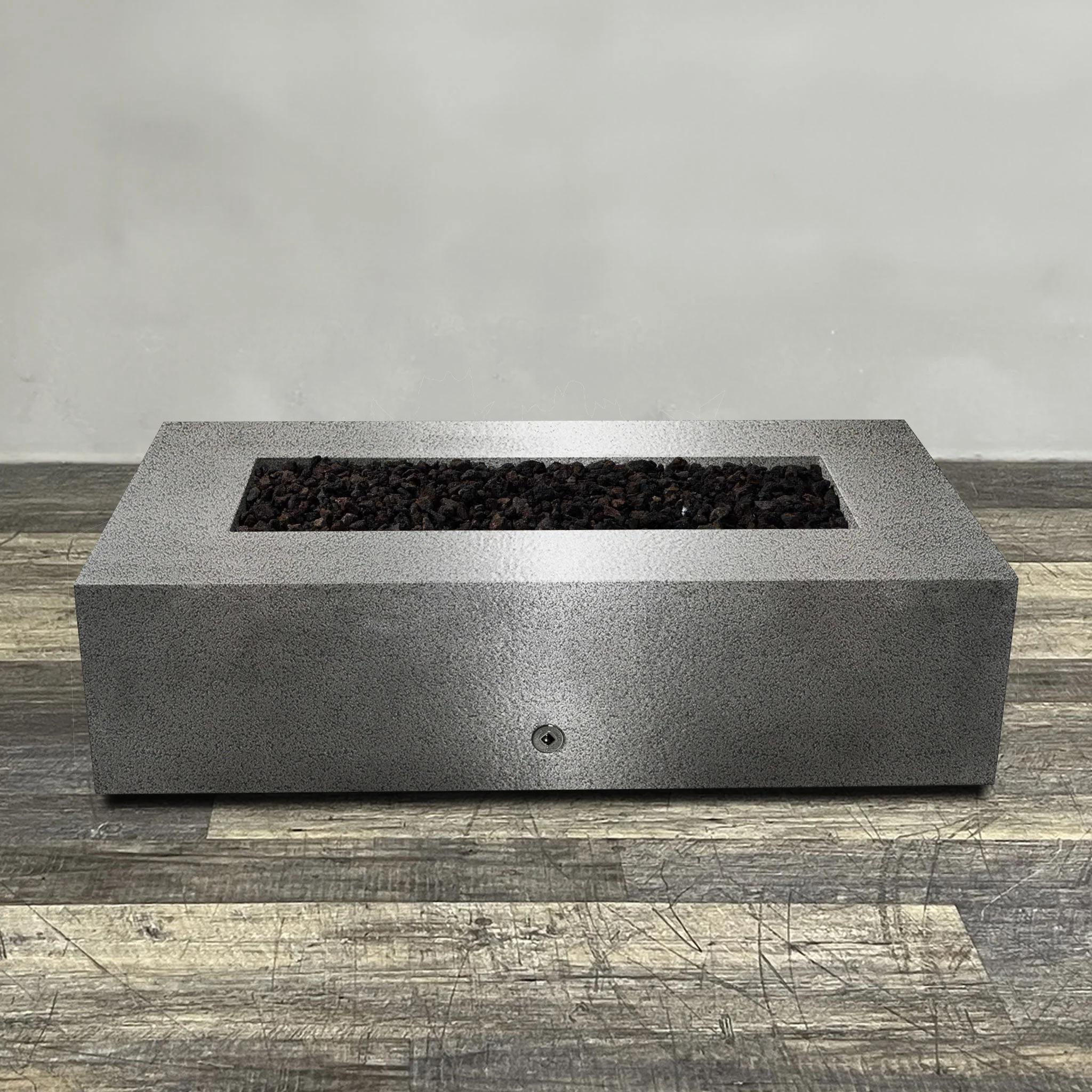 60" x 32" Rectangle Gravity Powder Coated Steel Fire Pit - Propane Gas Hardline - 110V CSA Hi/Lo Electronic Ignition System w/Bluetooth & Handheld Remote - Silver Hammertone by Starfire Designs - Image 5