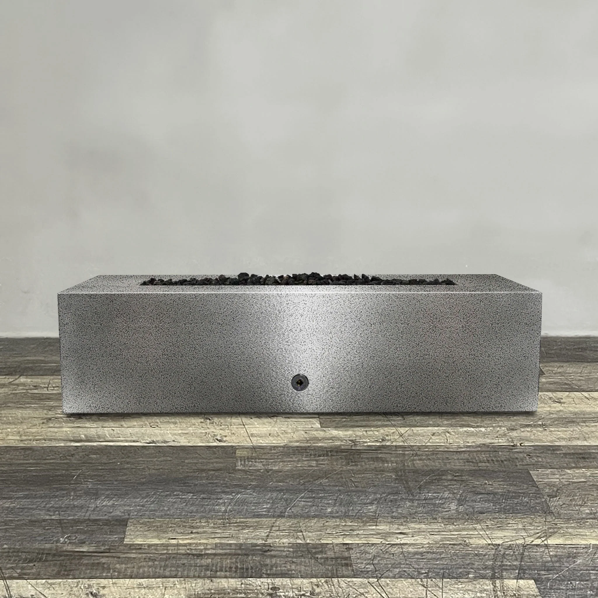 60" x 24" Rectangle Gravity Powder Coated Steel Fire Pit - Natural Gas - 110V CSA Hi/Lo Electronic Ignition System w/Bluetooth & Handheld Remote - Silver Hammertone by Starfire Designs - Image 2