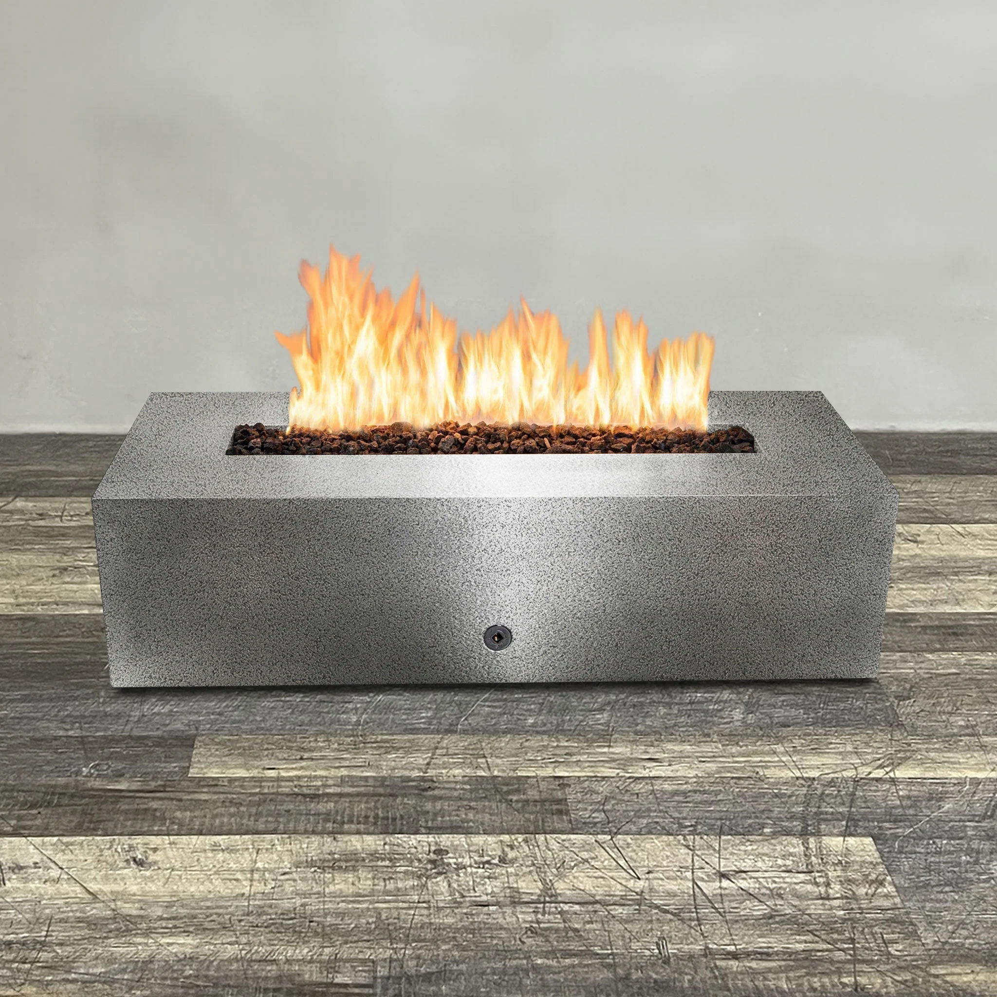 60" x 24" Rectangle Gravity Powder Coated Steel Fire Pit - Natural Gas - 110V CSA Hi/Lo Electronic Ignition System w/Bluetooth & Handheld Remote - Silver Hammertone by Starfire Designs - Image 4