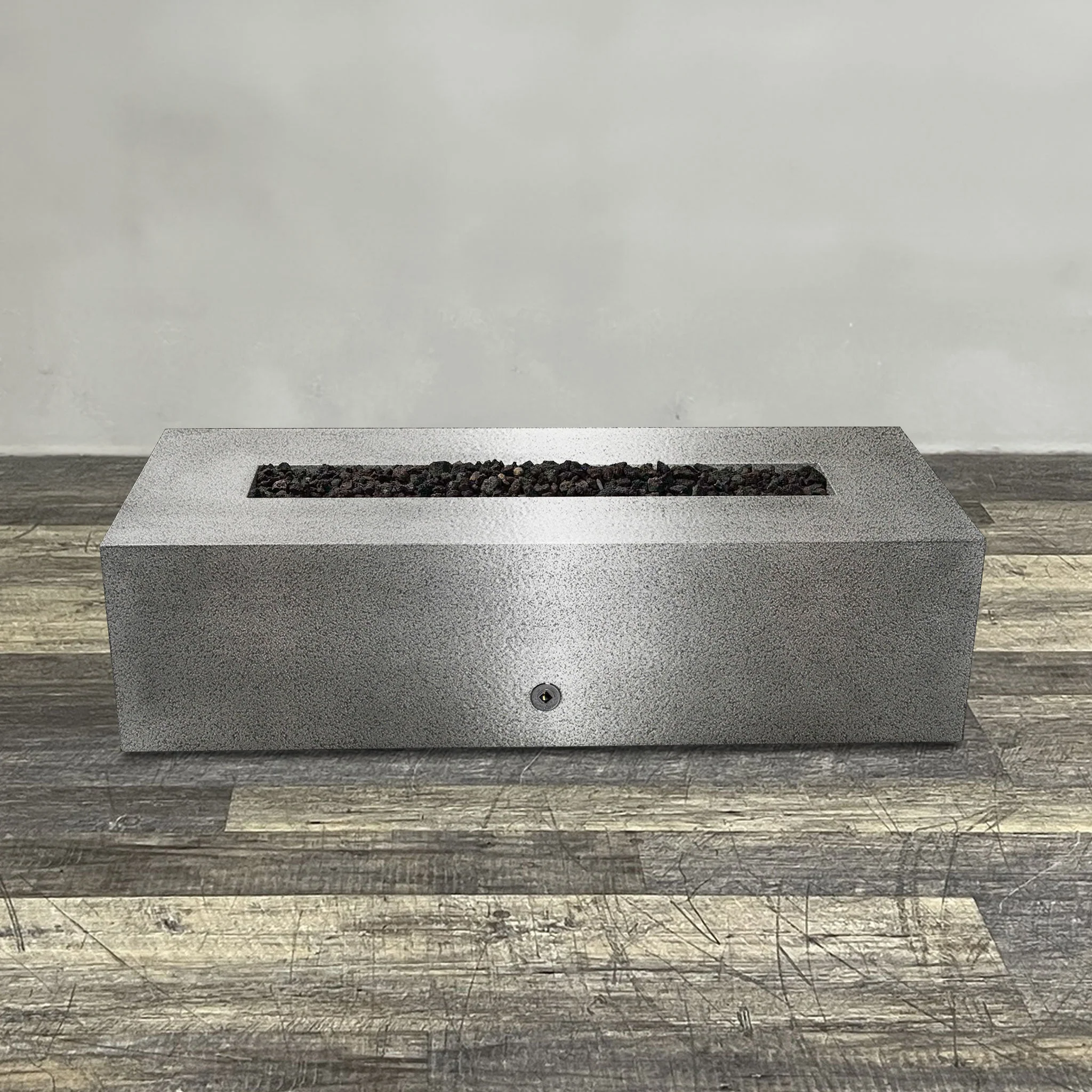 60" x 24" Rectangle Gravity Powder Coated Steel Fire Pit - Natural Gas - 110V CSA Hi/Lo Electronic Ignition System w/Bluetooth & Handheld Remote - Silver Hammertone by Starfire Designs - Image 5