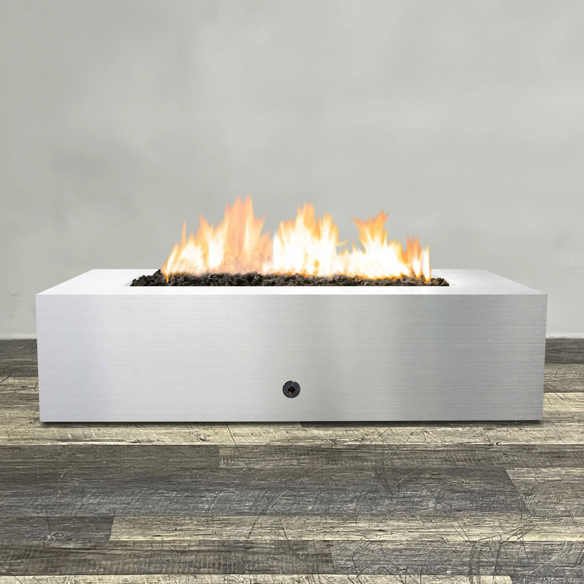 60" x 32" Rectangle Gravity Stainless Steel Fire Pit - Natural Gas - 110V Electronic Ignition System by Starfire Designs