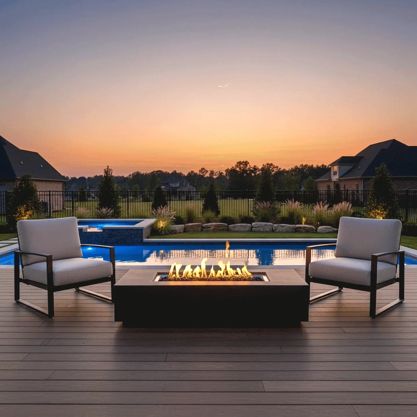 72" x 28" Rectangle Beton Concrete (GFRC) Gas Fire Pit - Graphite by Starfire Designs - Image 6