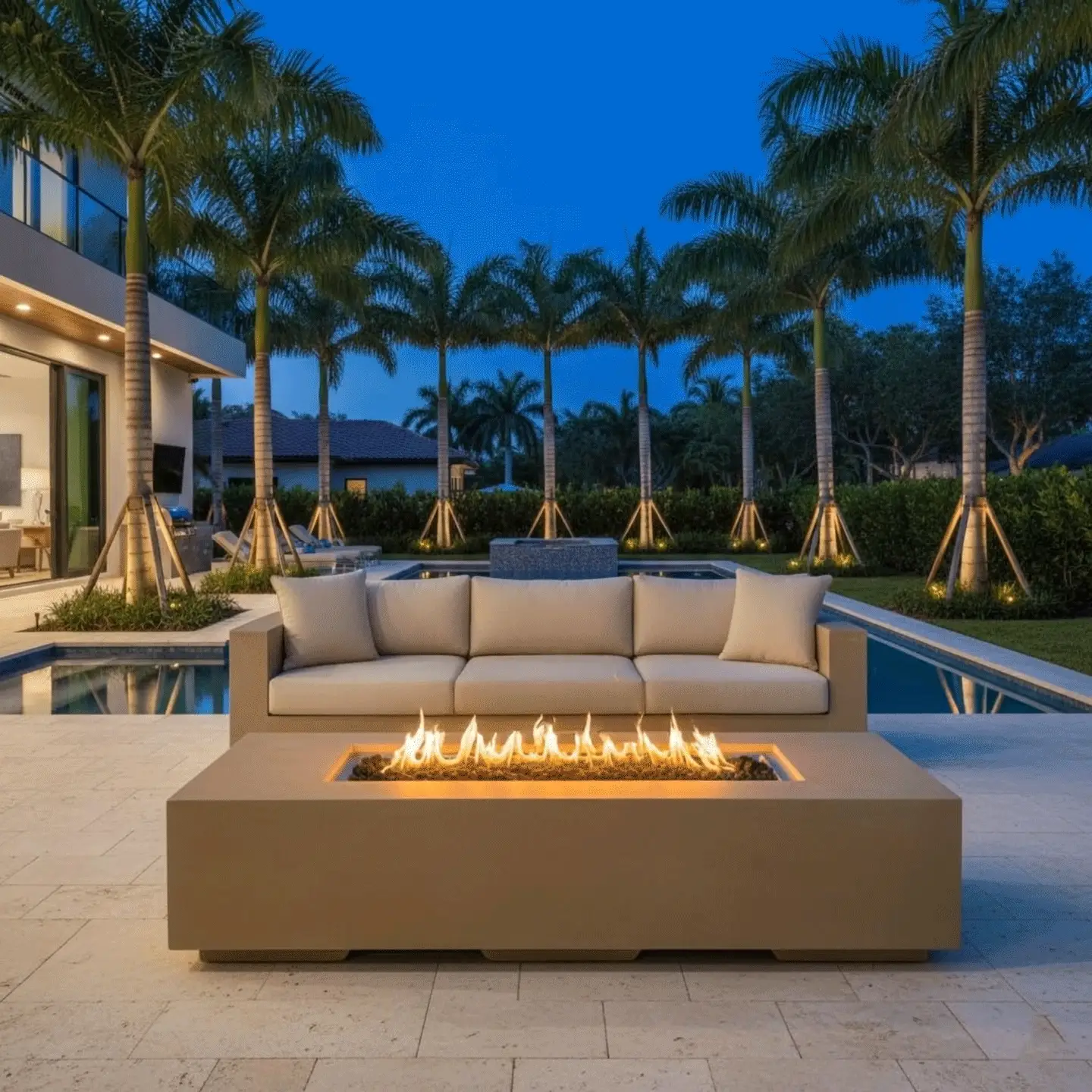 72" x 28" Rectangle Beton Concrete (GFRC) Gas Fire Pit - Sand by Starfire Designs - Image 6