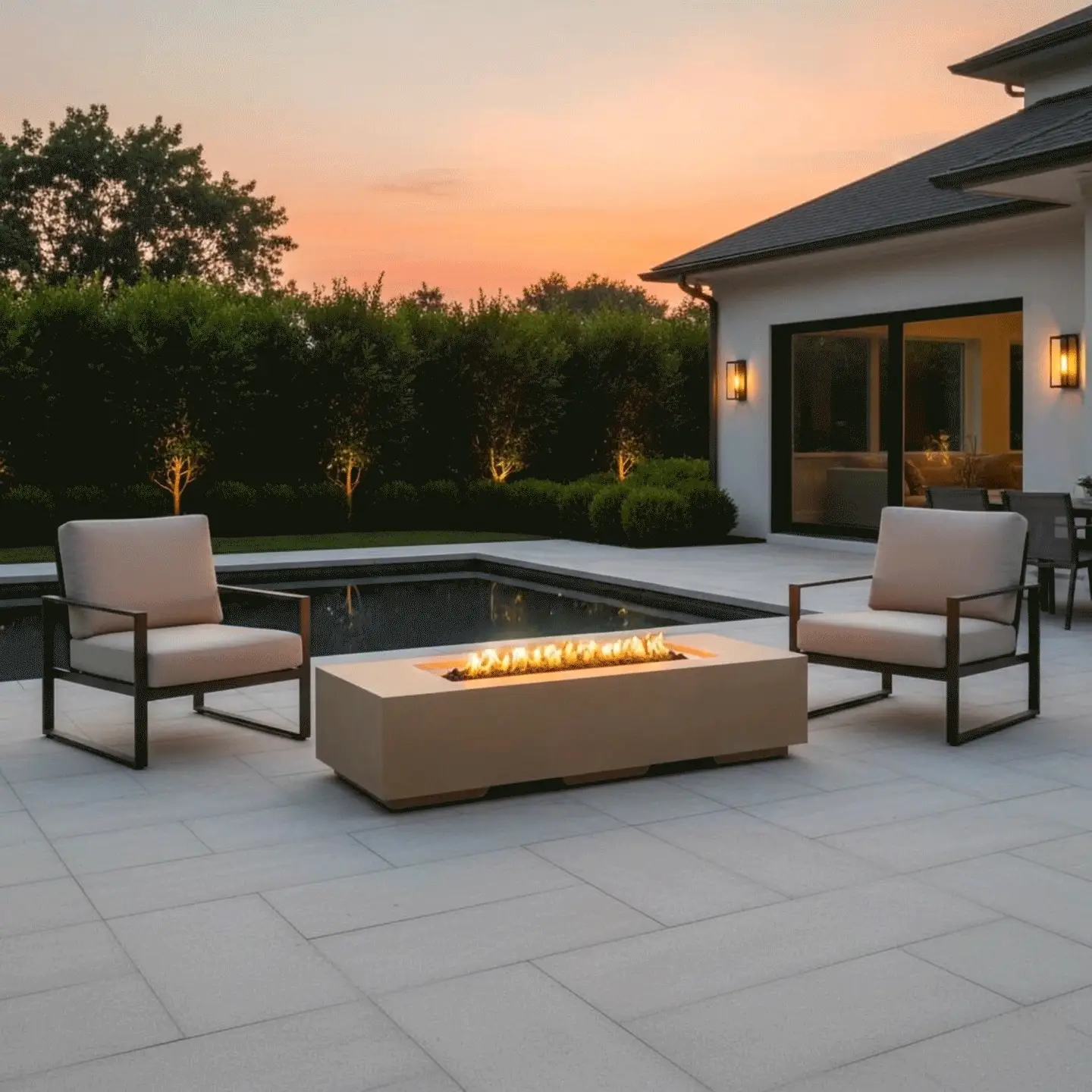 72" x 28" Rectangle Beton Concrete (GFRC) Gas Fire Pit - Sand by Starfire Designs - Image 7