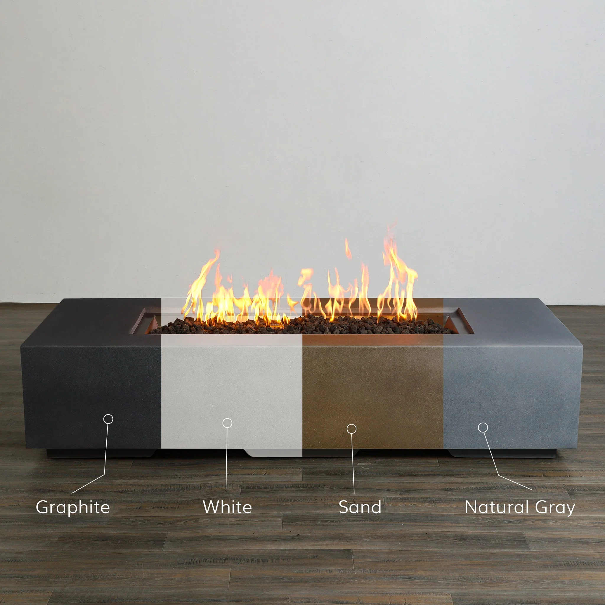 72" x 28" Rectangle Beton Concrete (GFRC) Gas Fire Pit by Starfire Designs - Image 4