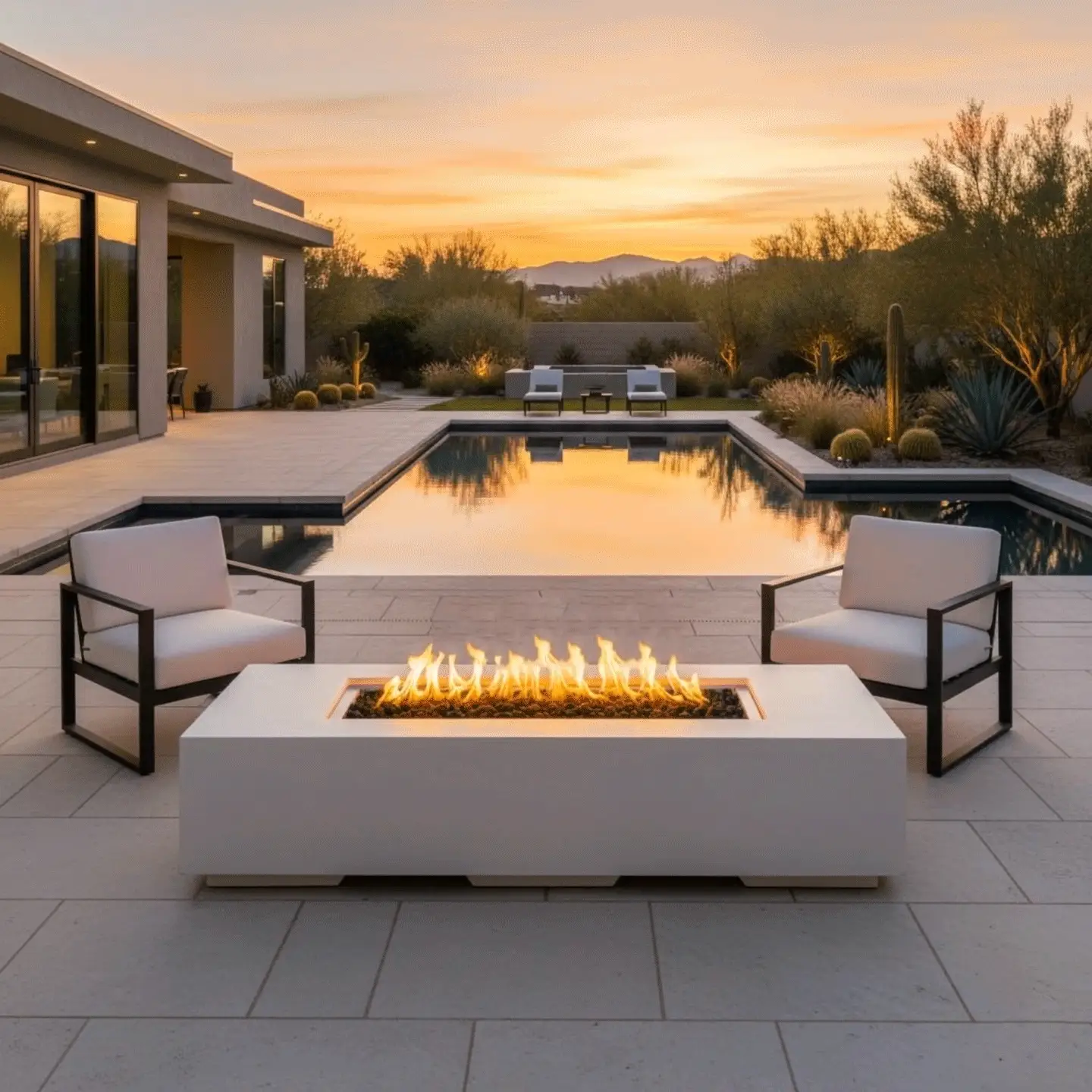 72" x 28" Rectangle Beton Concrete (GFRC) Gas Fire Pit - White by Starfire Designs - Image 6