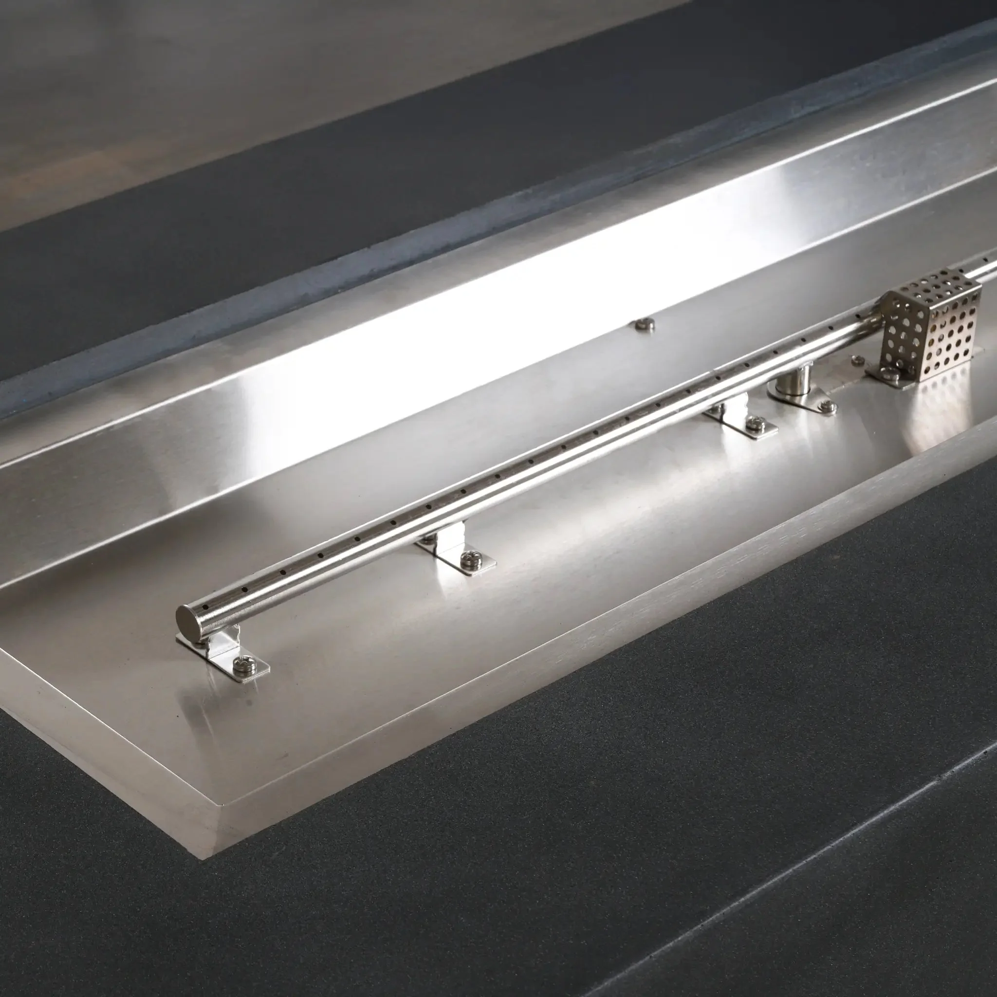 72" x 28" Rectangle Beton Concrete (GFRC) Gas Fire Pit with Hidden Propane Tank - Graphite by Starfire Designs - Image 11
