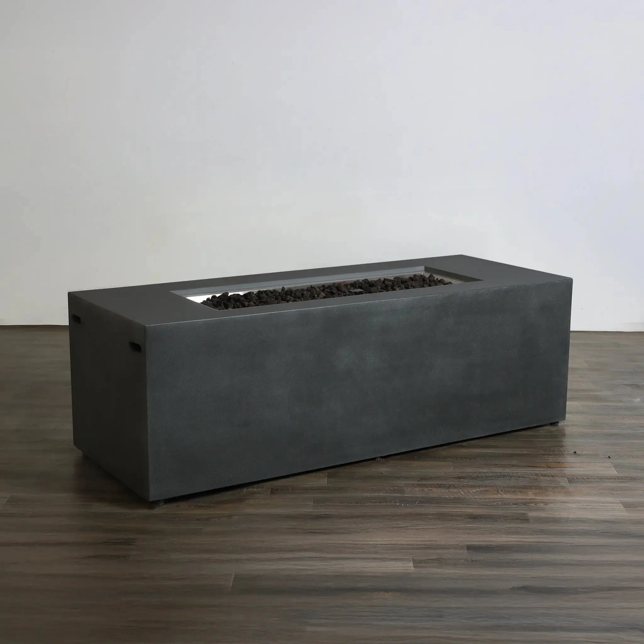 72" x 28" Rectangle Beton Concrete (GFRC) Gas Fire Pit with Hidden Propane Tank - Graphite by Starfire Designs - Image 8