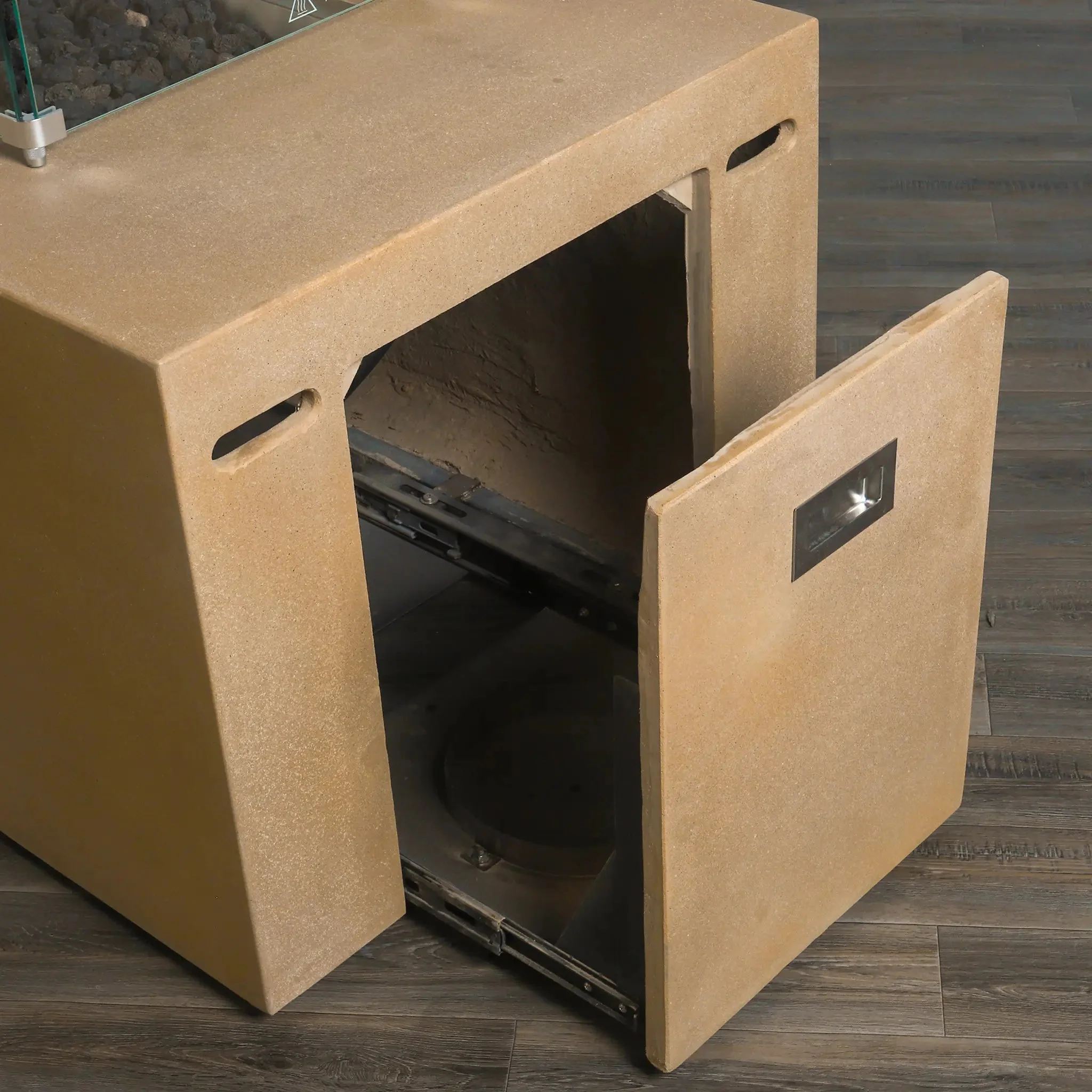 72" x 28" Rectangle Beton Concrete (GFRC) Gas Fire Pit with Hidden Propane Tank - Sand by Starfire Designs - Image 12