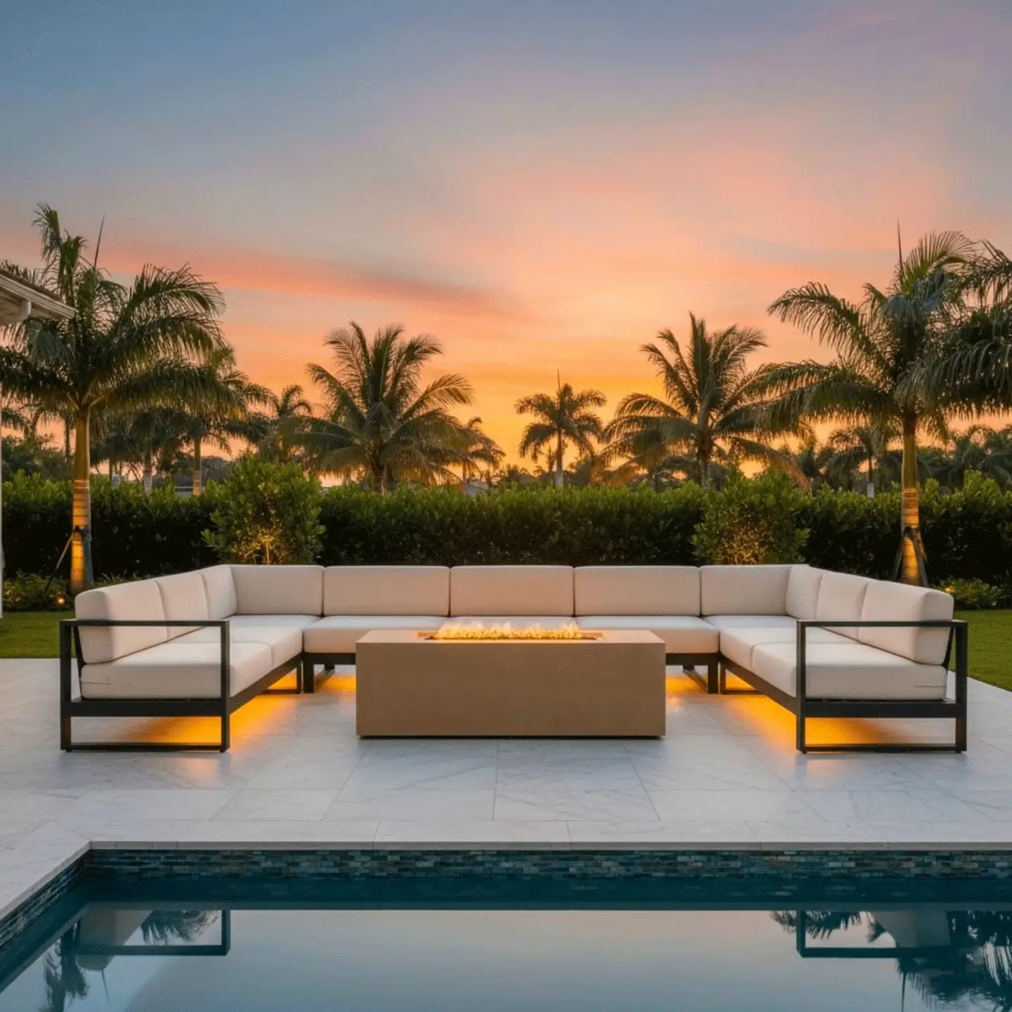 72" x 28" Rectangle Beton Concrete (GFRC) Gas Fire Pit with Hidden Propane Tank - Sand by Starfire Designs - Image 6