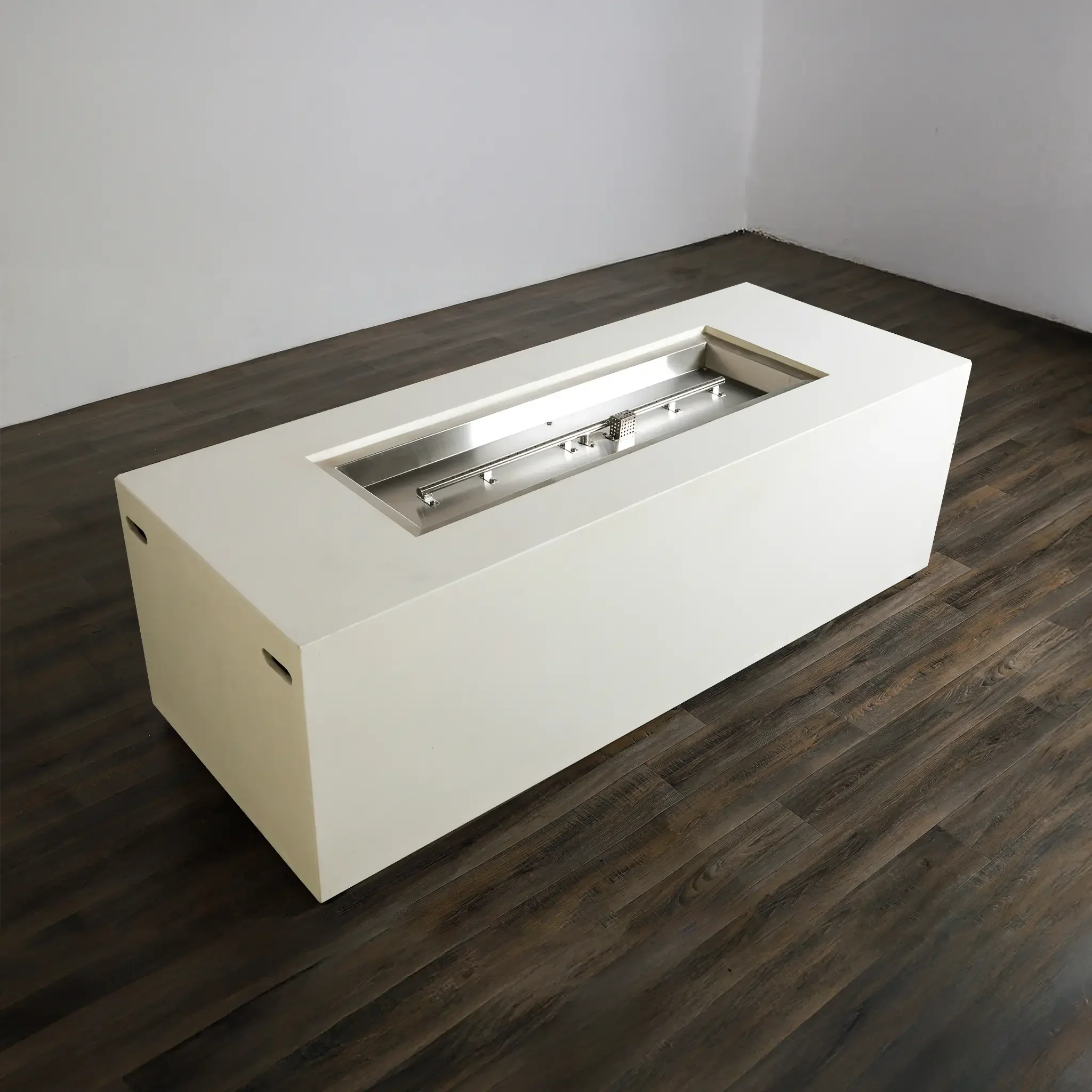 72" x 28" Rectangle Beton Concrete (GFRC) Gas Fire Pit with Hidden Propane Tank - White by Starfire Designs - Image 10