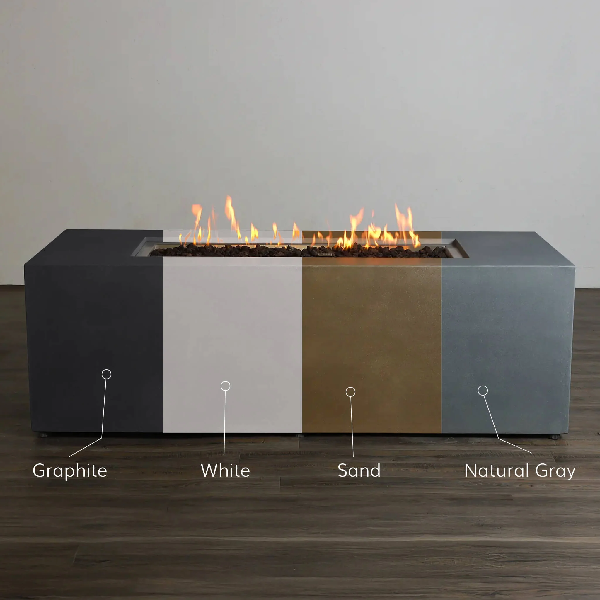 72" x 28" Rectangle Beton Concrete (GFRC) Gas Fire Pit with Hidden Propane Tank by Starfire Designs - Image 4