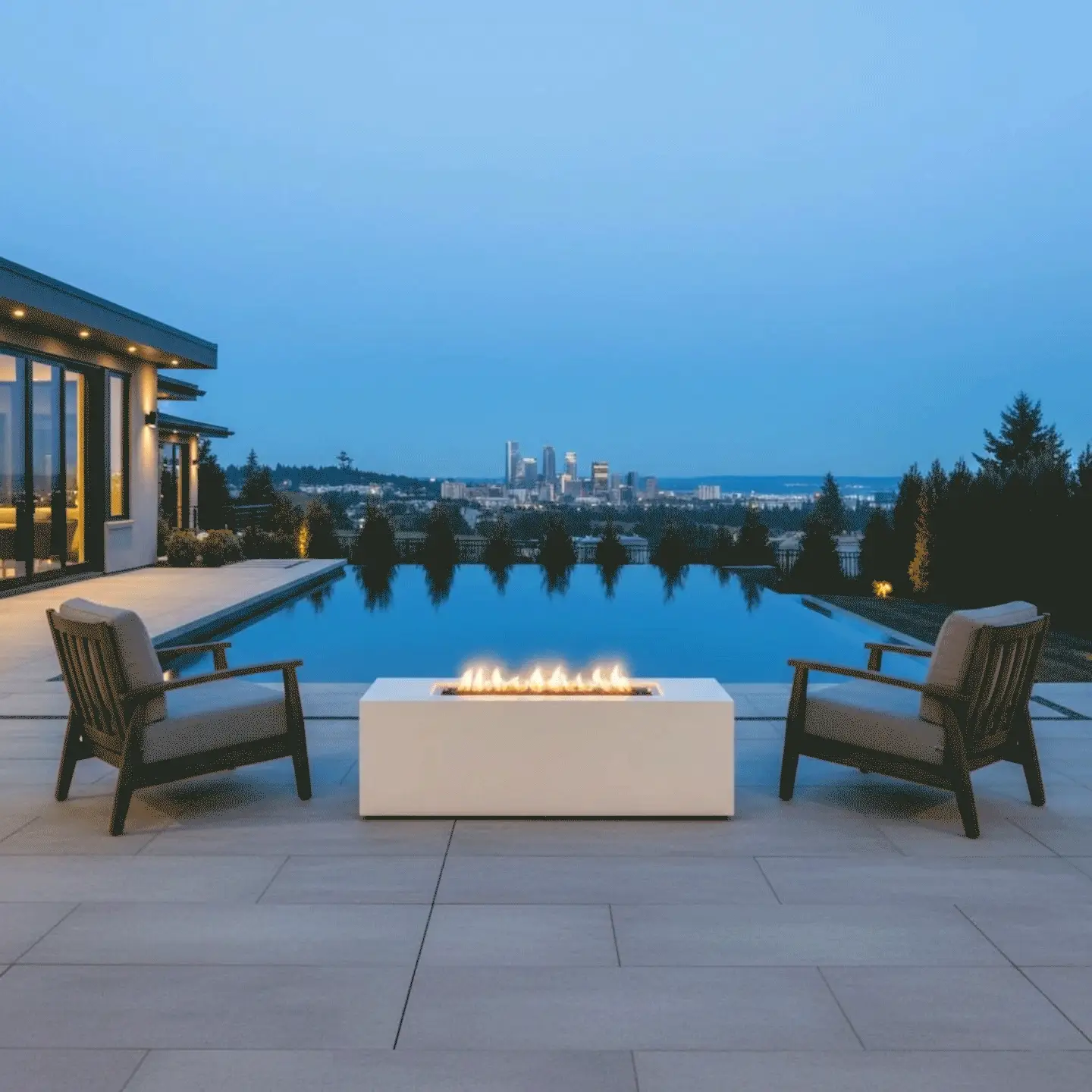 72" x 28" Rectangle Beton Concrete (GFRC) Gas Fire Pit with Hidden Propane Tank - White by Starfire Designs - Image 5