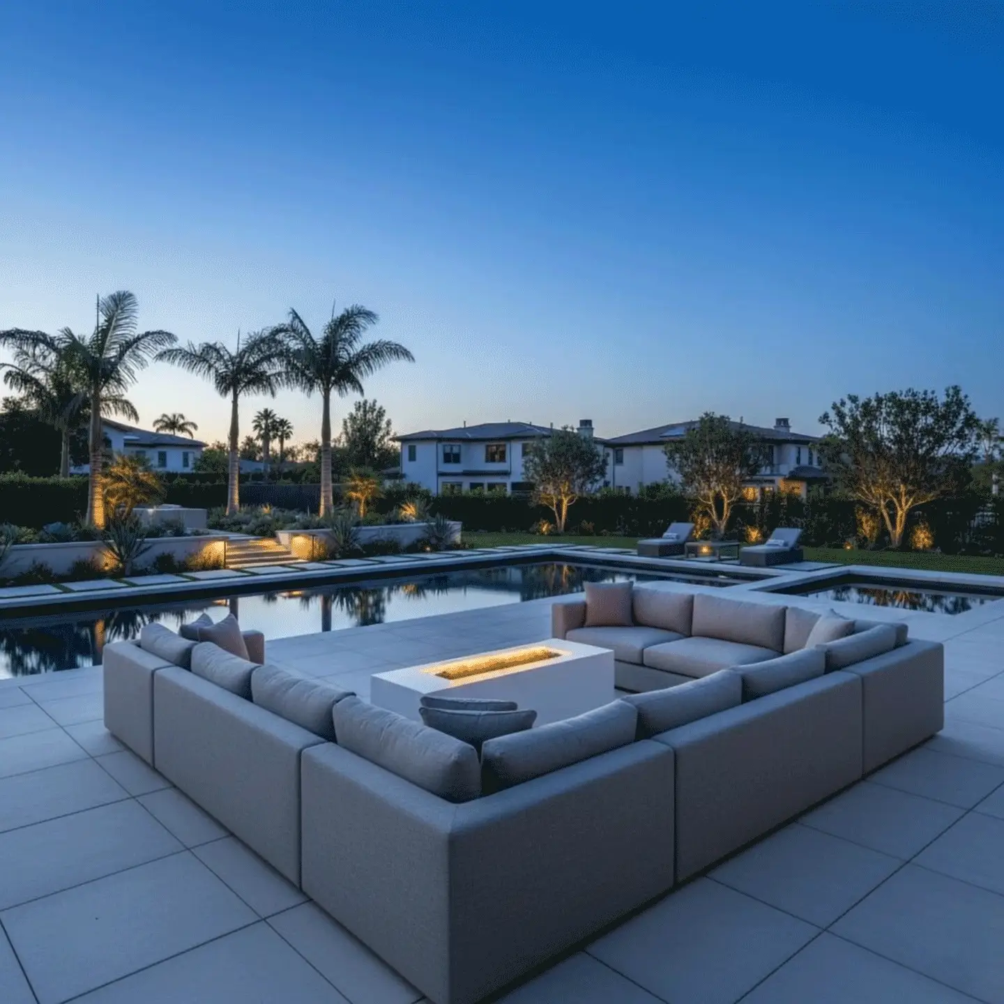 72" x 28" Rectangle Beton Concrete (GFRC) Gas Fire Pit with Hidden Propane Tank - White by Starfire Designs - Image 6