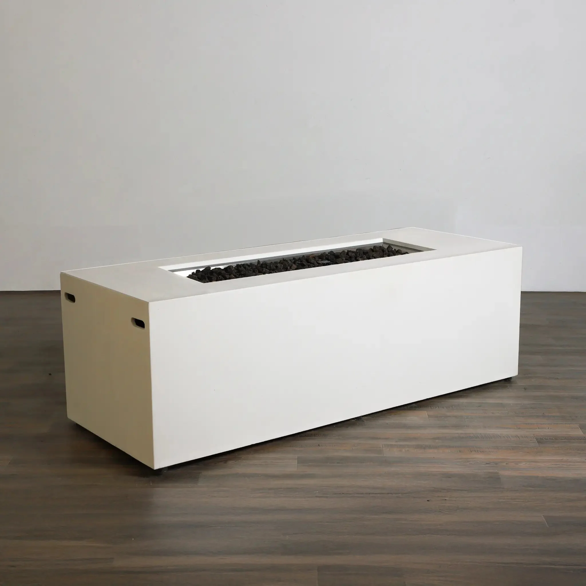 72" x 28" Rectangle Beton Concrete (GFRC) Gas Fire Pit with Hidden Propane Tank - White by Starfire Designs - Image 8