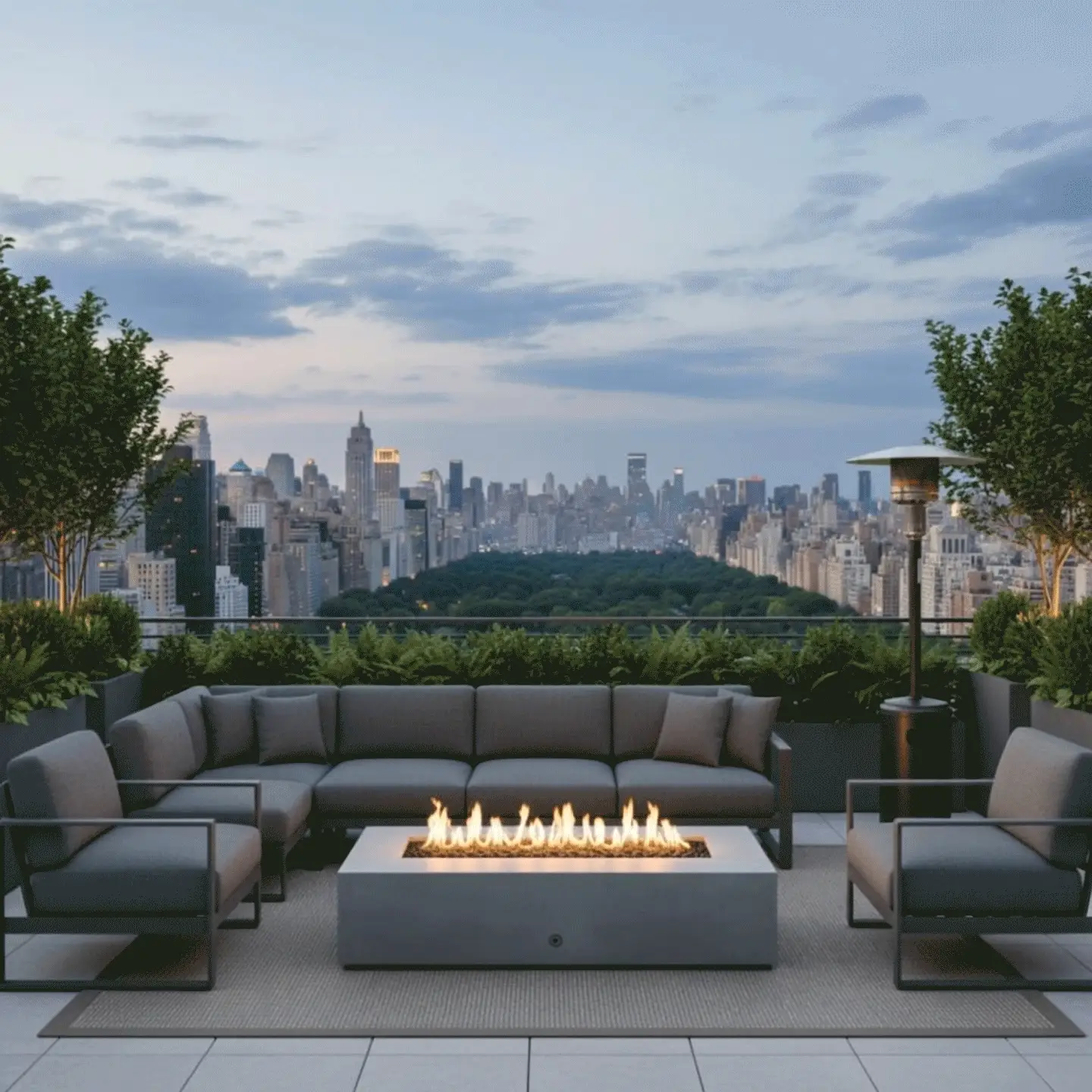 72" x 38" Rectangle Gravity Concrete (GFRC) Fire Pit - Natural Gas - Push Button Spark Ignition - Natural Gray by Starfire Designs - Image 6