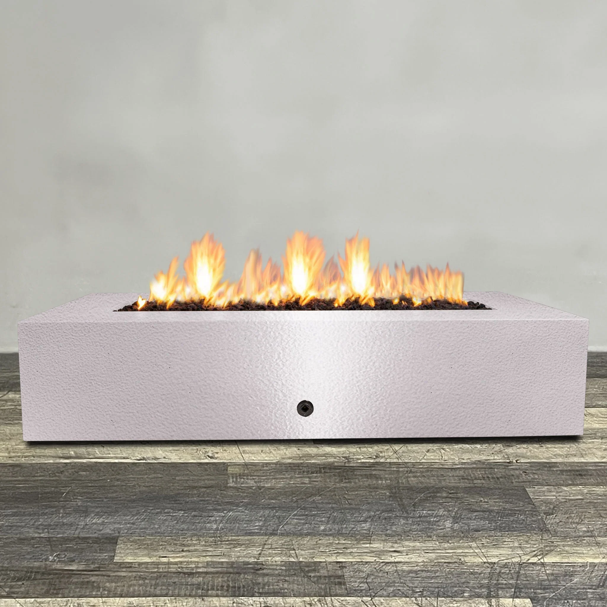 72" x 38" Rectangle Gravity Powder Coated Steel Fire Pit - Natural Gas - 110V CSA Hi/Lo Electronic Ignition System w/Bluetooth & Handheld Remote - White Hammertone by Starfire Designs