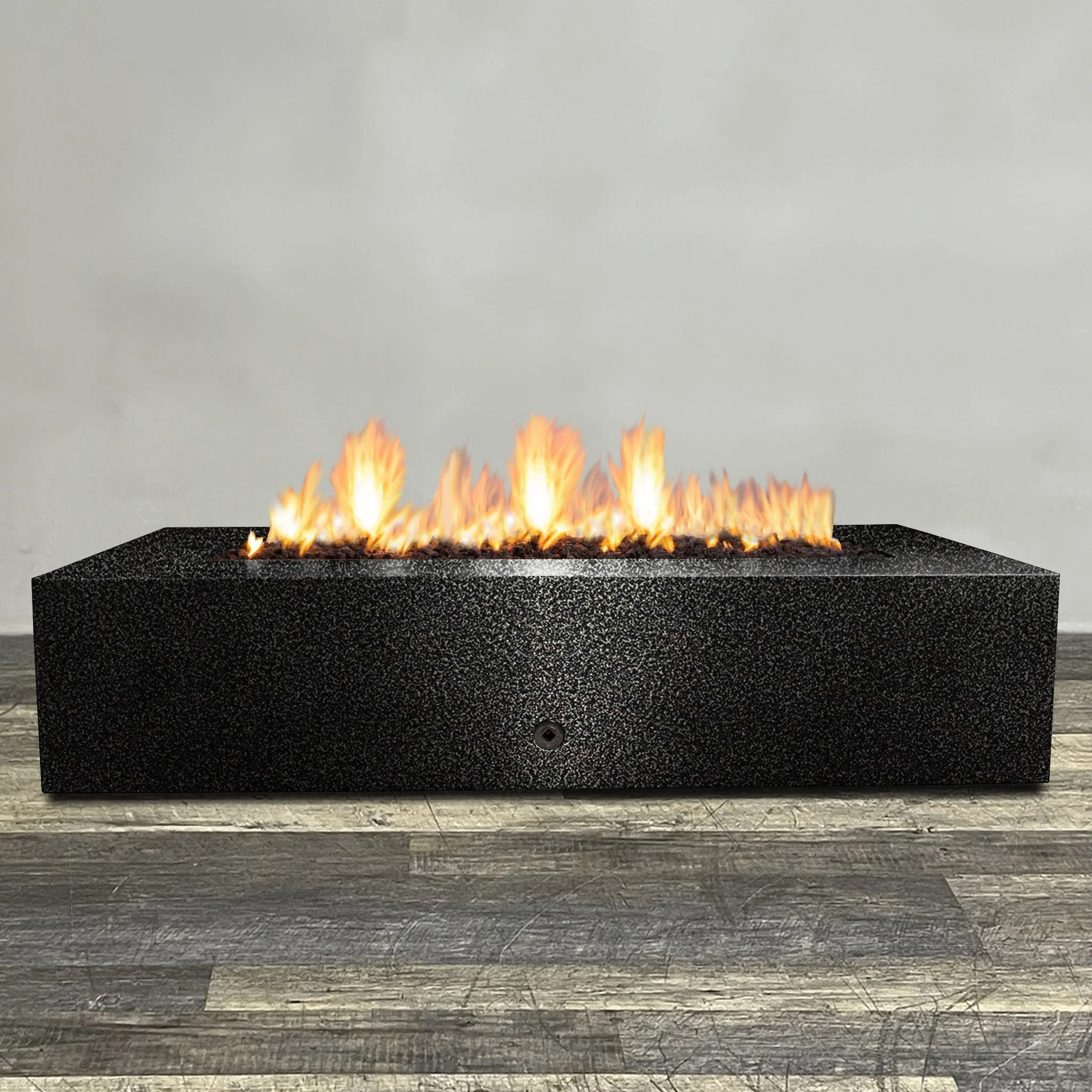 72" x 38" Rectangle Gravity Powder Coated Steel Fire Pit - Natural Gas - 110V CSA Hi/Lo Electronic Ignition System w/Bluetooth & Handheld Remote - Silver Vein by Starfire Designs