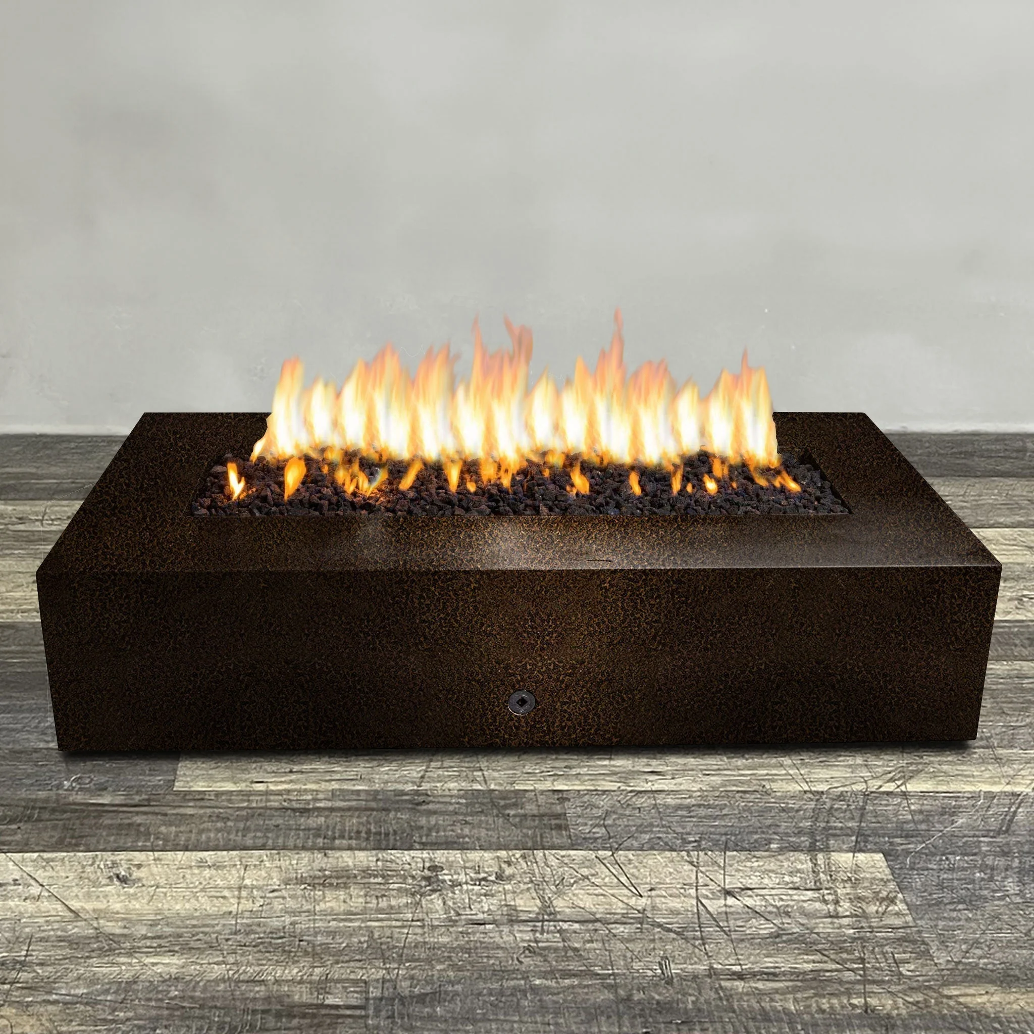 72" x 38" Rectangle Gravity Powder Coated Steel Fire Pit - Natural Gas - 110V CSA Hi/Lo Electronic Ignition System w/Bluetooth & Handheld Remote - Copper Vein by Starfire Designs - Image 2
