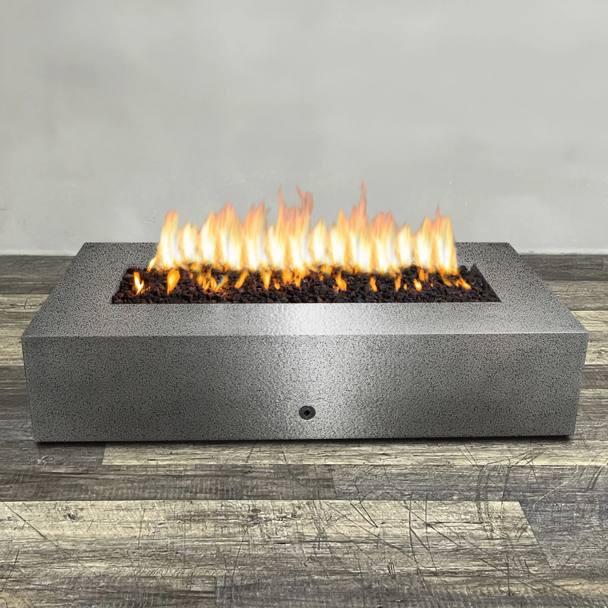 72" x 38" Rectangle Gravity Powder Coated Steel Fire Pit - Natural Gas - 110V CSA Hi/Lo Electronic Ignition System w/Bluetooth & Handheld Remote - Silver Hammertone by Starfire Designs - Image 2