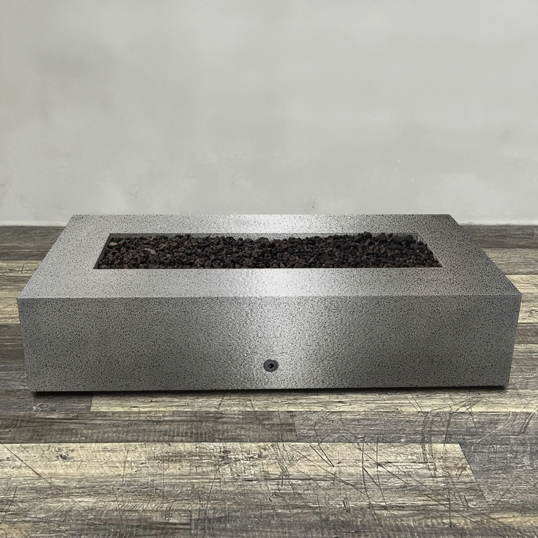 72" x 38" Rectangle Gravity Powder Coated Steel Fire Pit - Natural Gas - 110V CSA Hi/Lo Electronic Ignition System w/Bluetooth & Handheld Remote - Silver Hammertone by Starfire Designs - Image 4